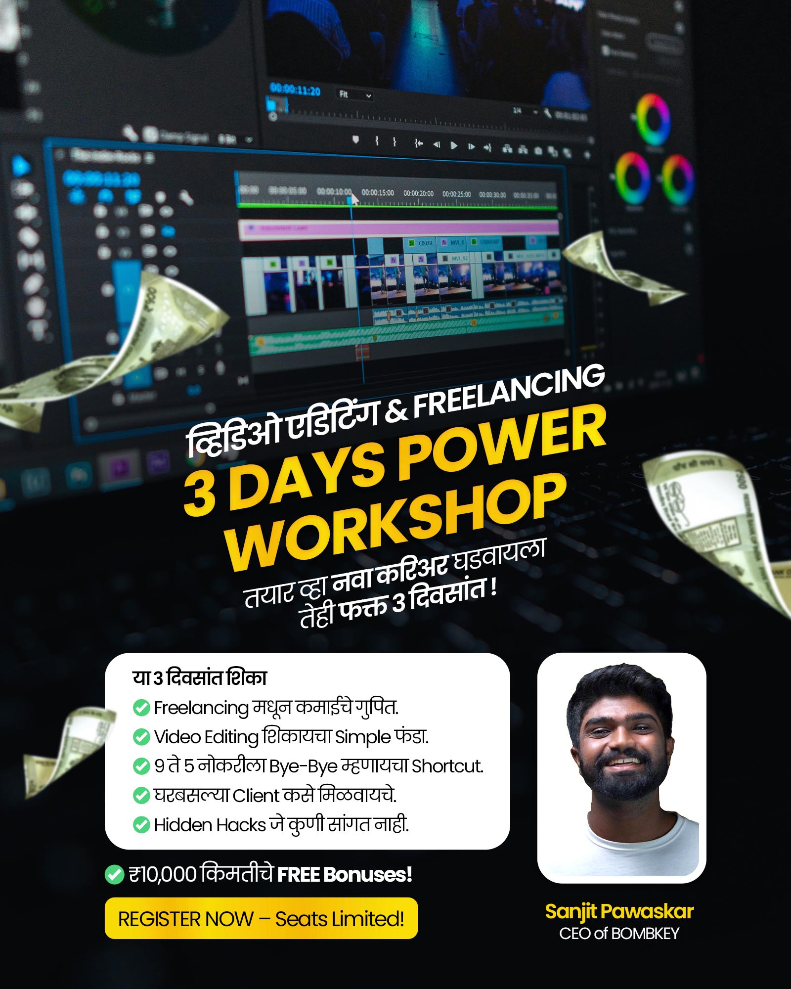Freedom Freelancing  with Video Editing  Facebook ad