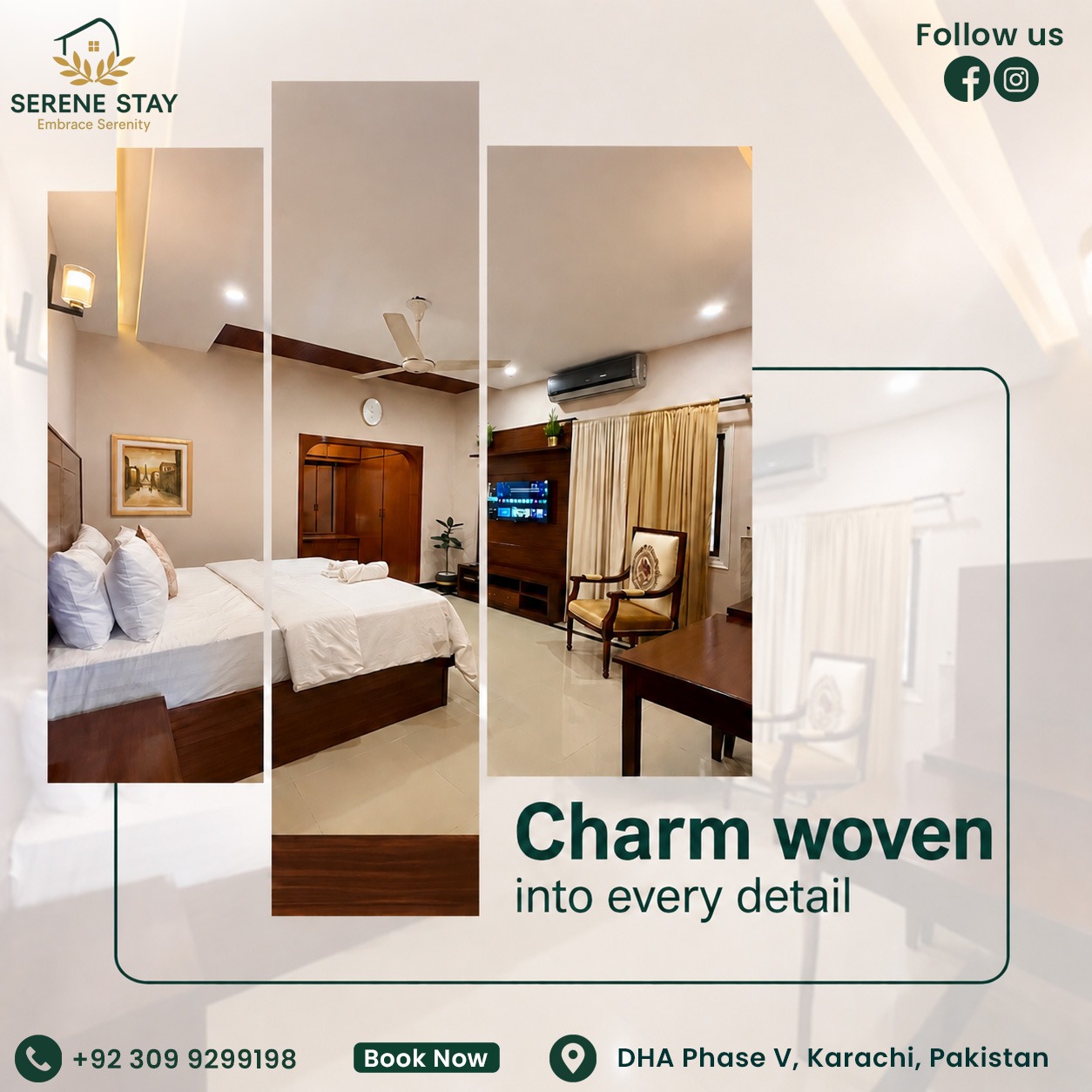 Serene Stay Facebook ad: Luxury Stay in DHA Karachi