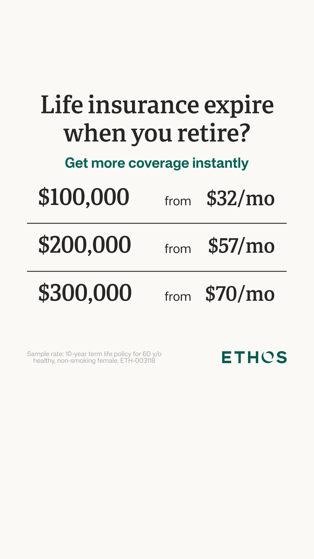 Ethos Facebook ad