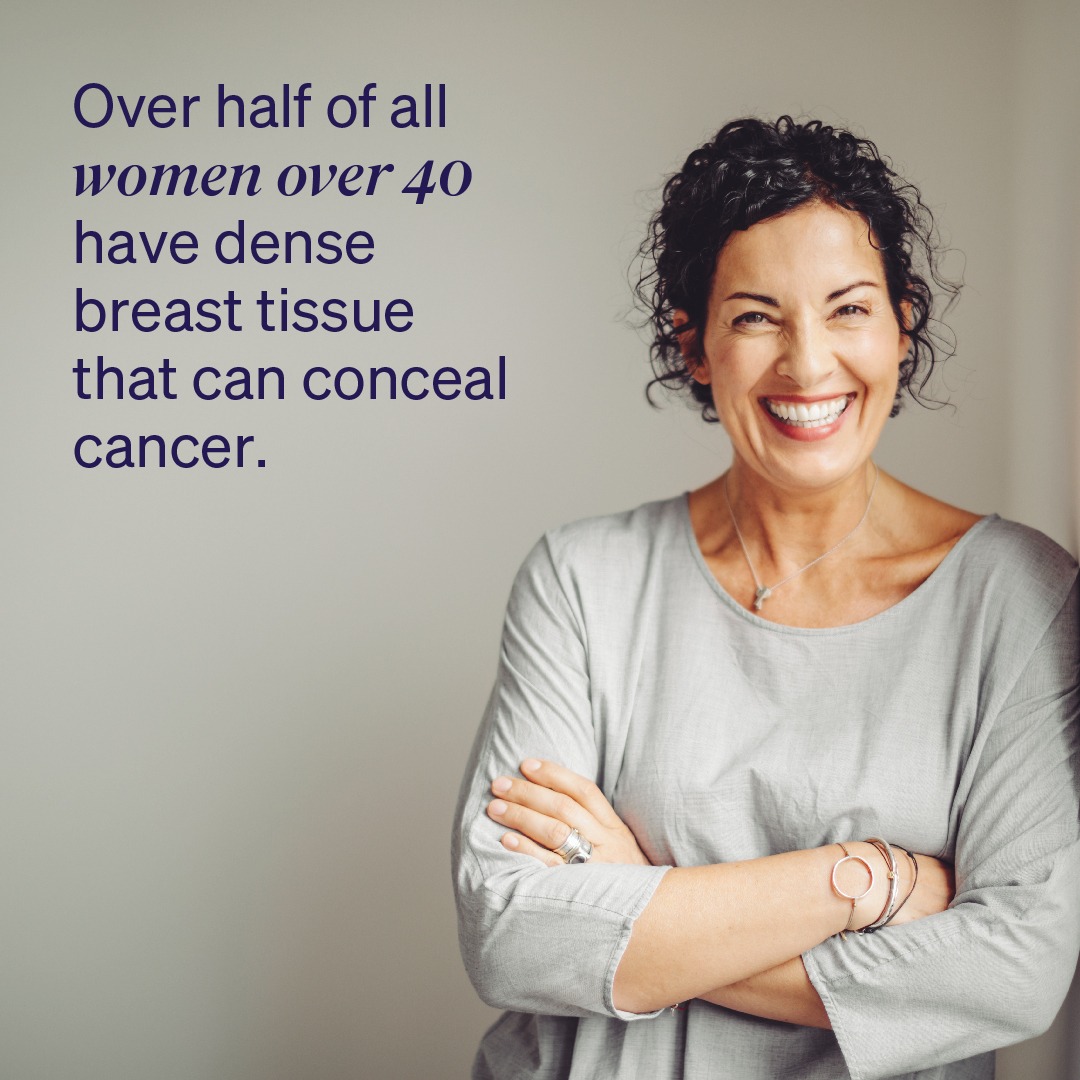 auria.care Facebook ad: 50% of women over 40 have dense breast…