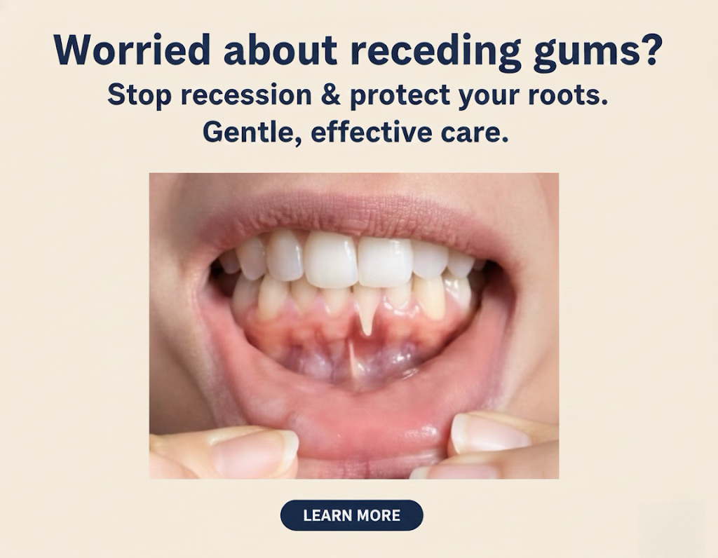 Carroll Claire Byrnes Facebook ad: Gum Recession Guide: Everyday Care Solutions
