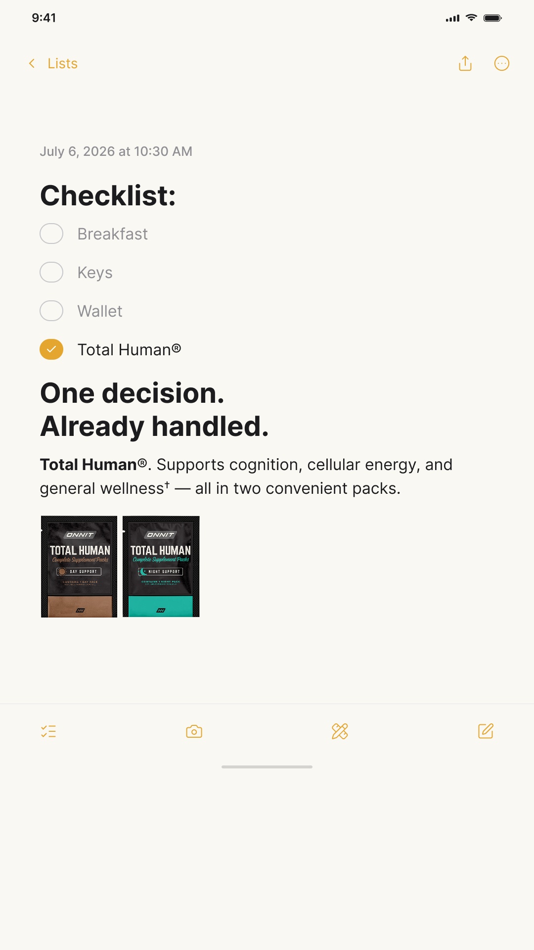 Onnit Facebook ad: Optimize Your System