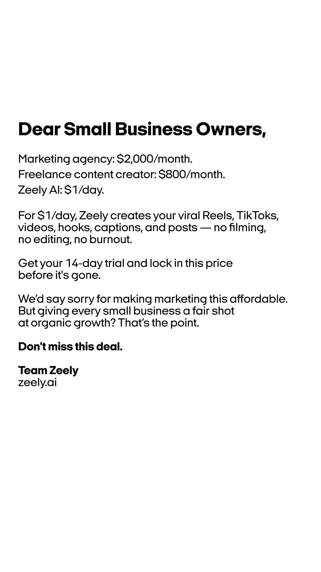 Zeely Facebook ad