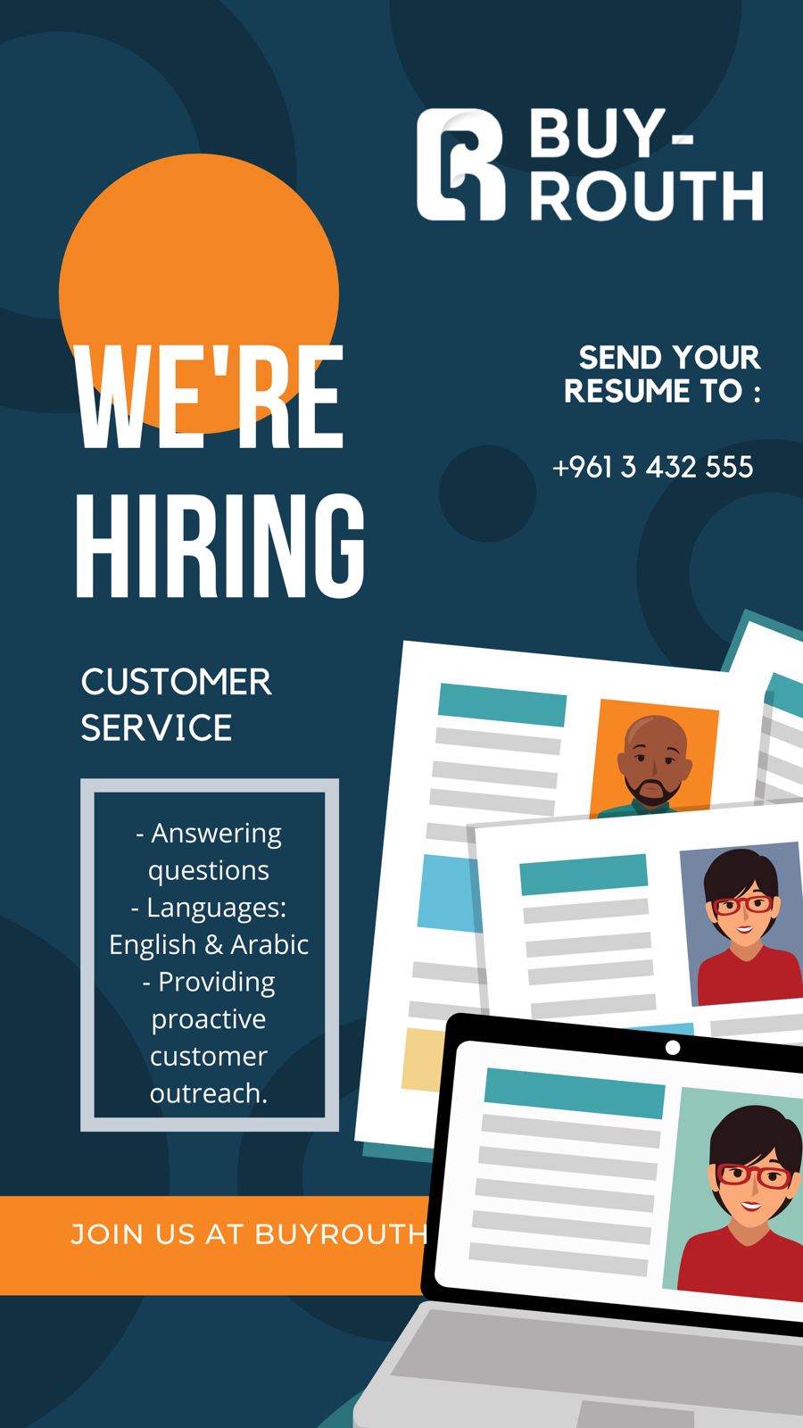 Buyrouth Facebook ad: We're Hiring, Customer Service Representative (E-commerce)
