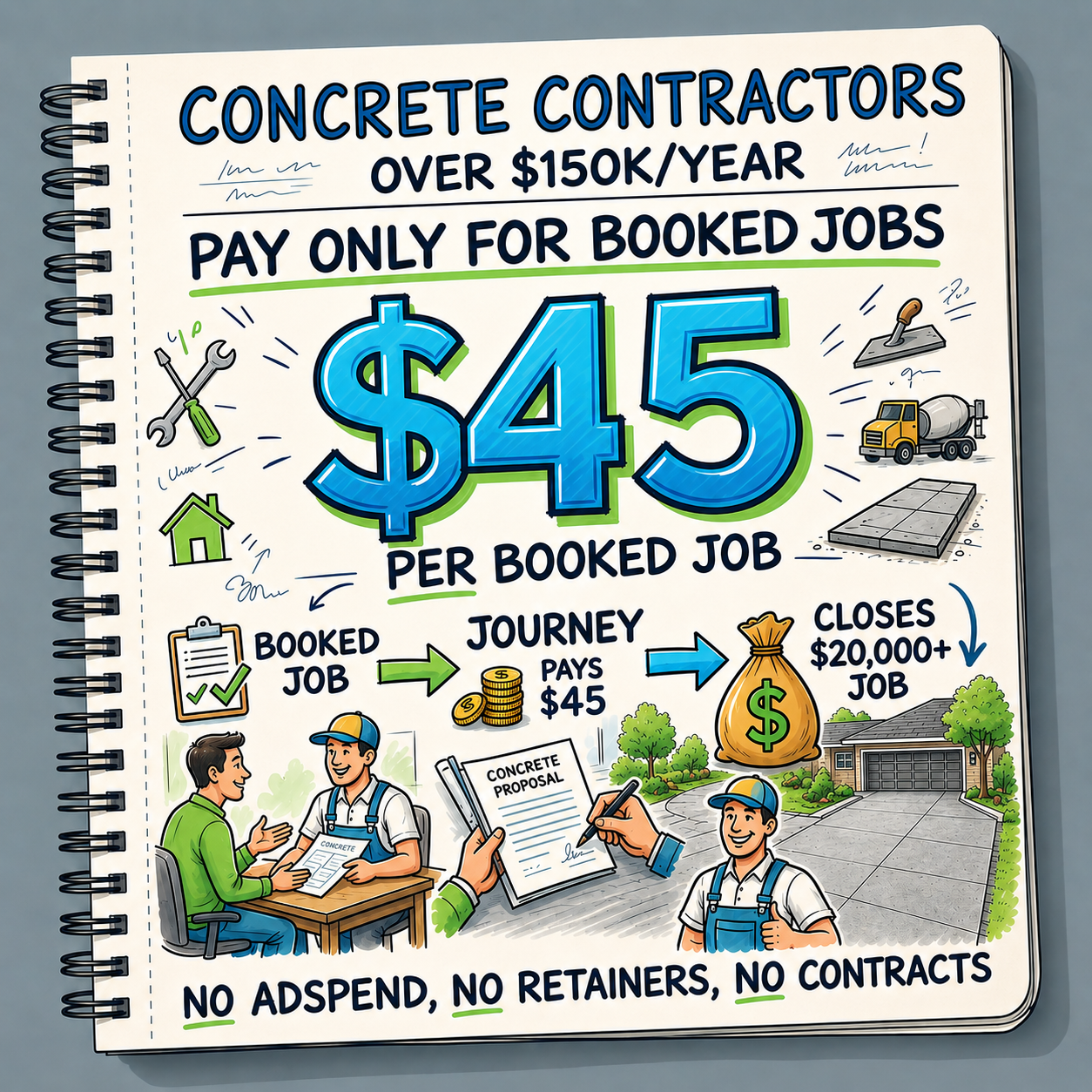 BuildFlow Consulting Facebook ad: $45 PER CONCRETE JOB