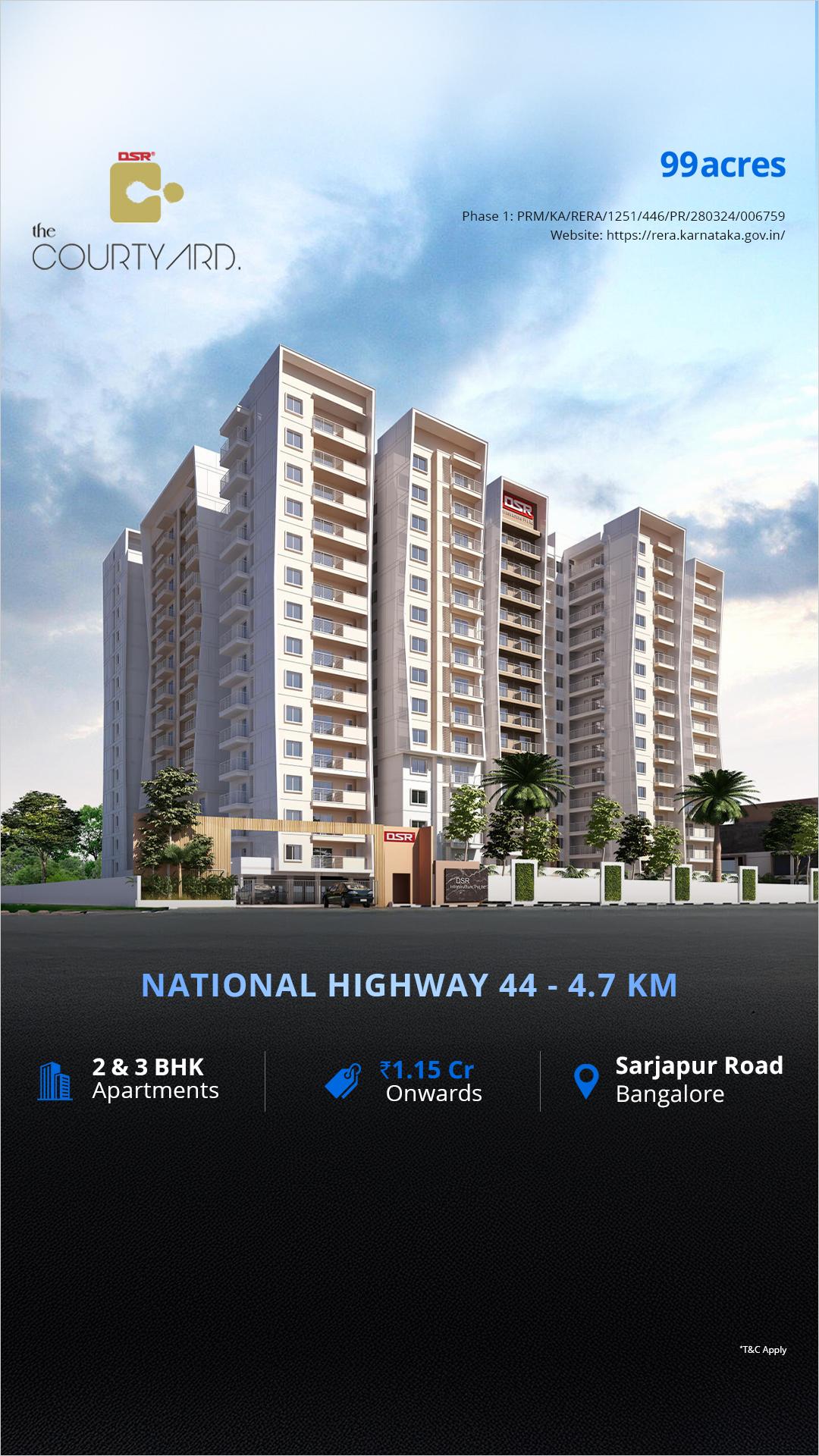 99acres Property Bengaluru Facebook ad: DSR The Courtyard - at Sarjapur Road, Bangalore
