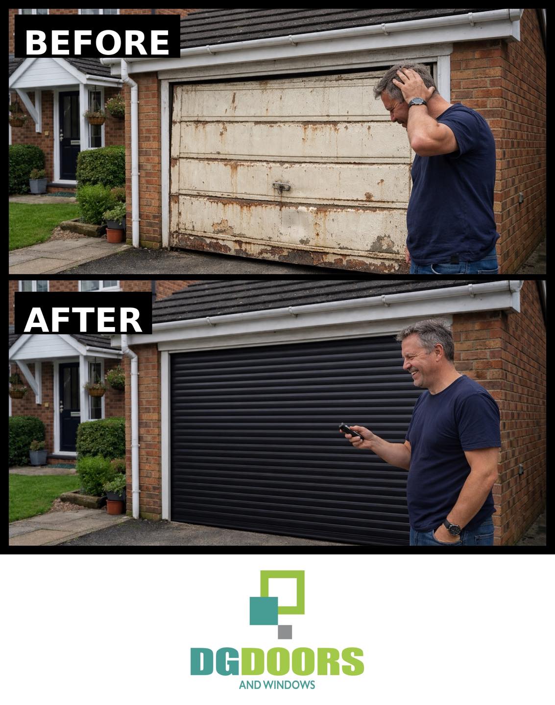 DG Doors and Windows Facebook ad: Tired of your old garage door?