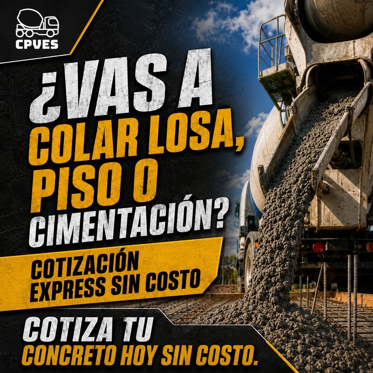 Concreto Premezclado VES Facebook ad: Cotiza tu concreto