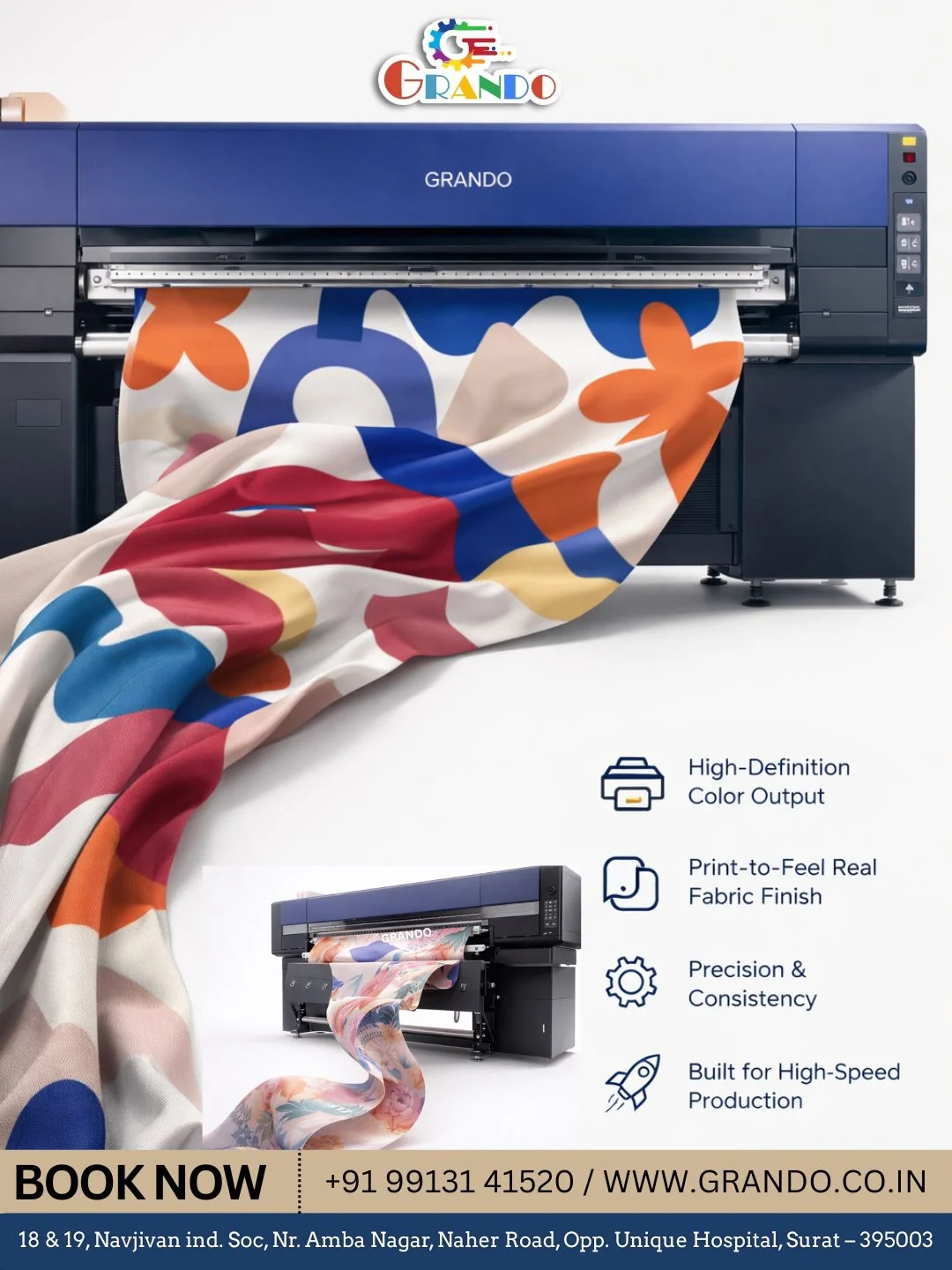 Grando - new culture of textiles Facebook ad: Bring your designs to life with GRANDO Sublimation…