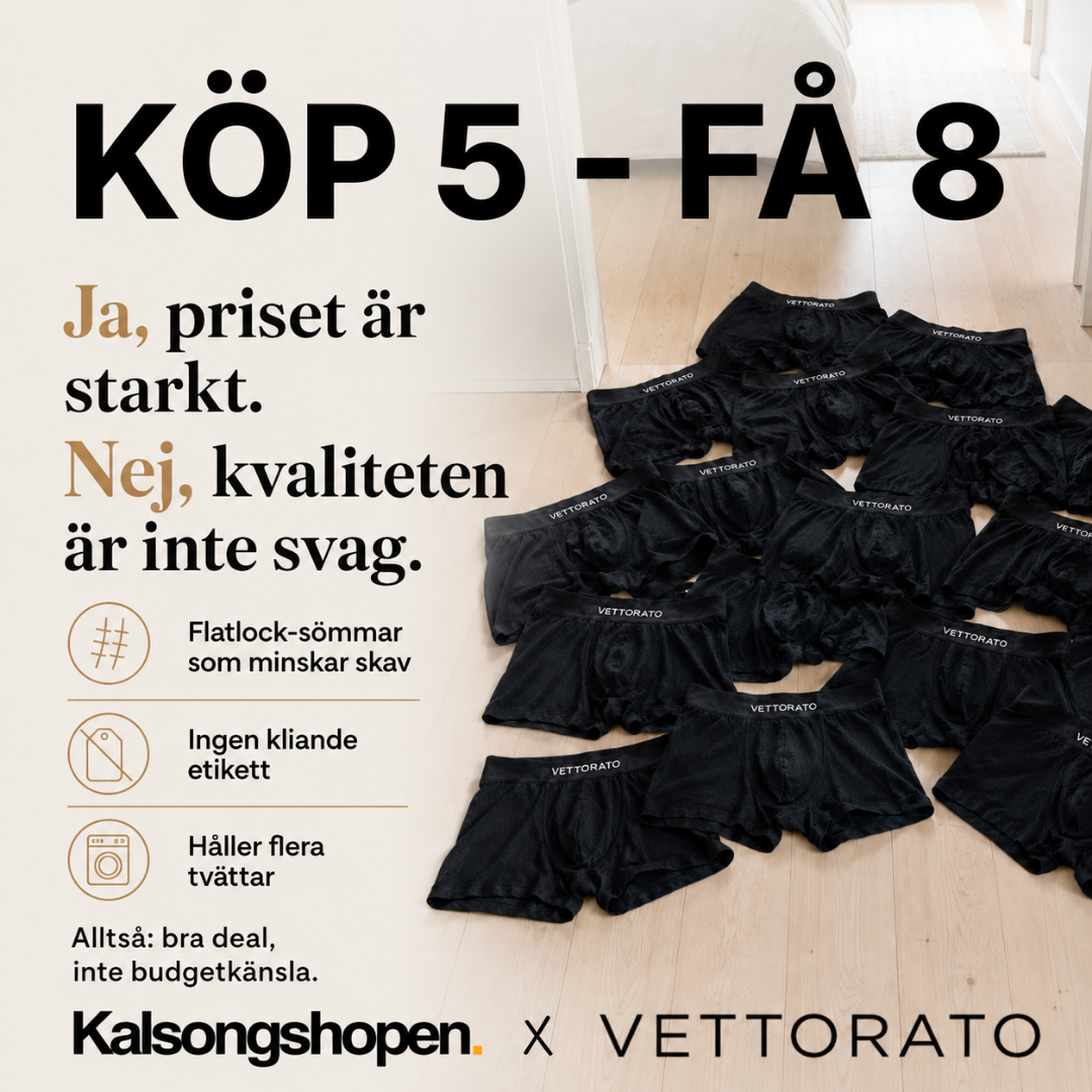 Kalsongshopen Facebook ad: Köp 5, få 8 kalsonger