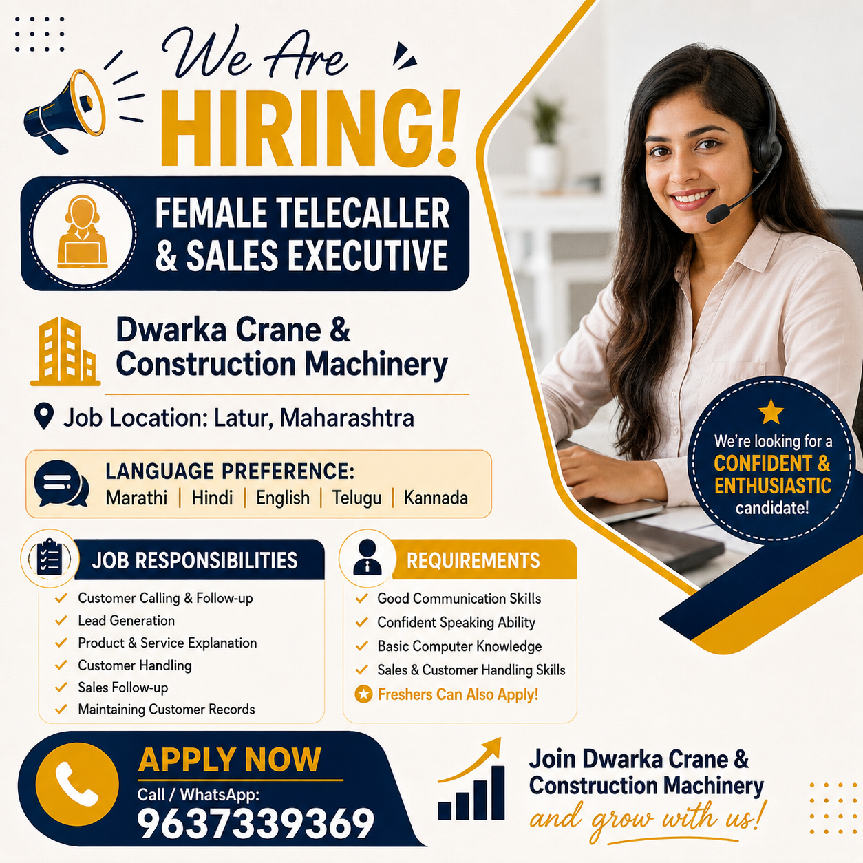 Dwarka Crane - Dwark Agro Research & Product Facebook ad: WE ARE HIRING, TELECALLER & SALES EXECUTIVE