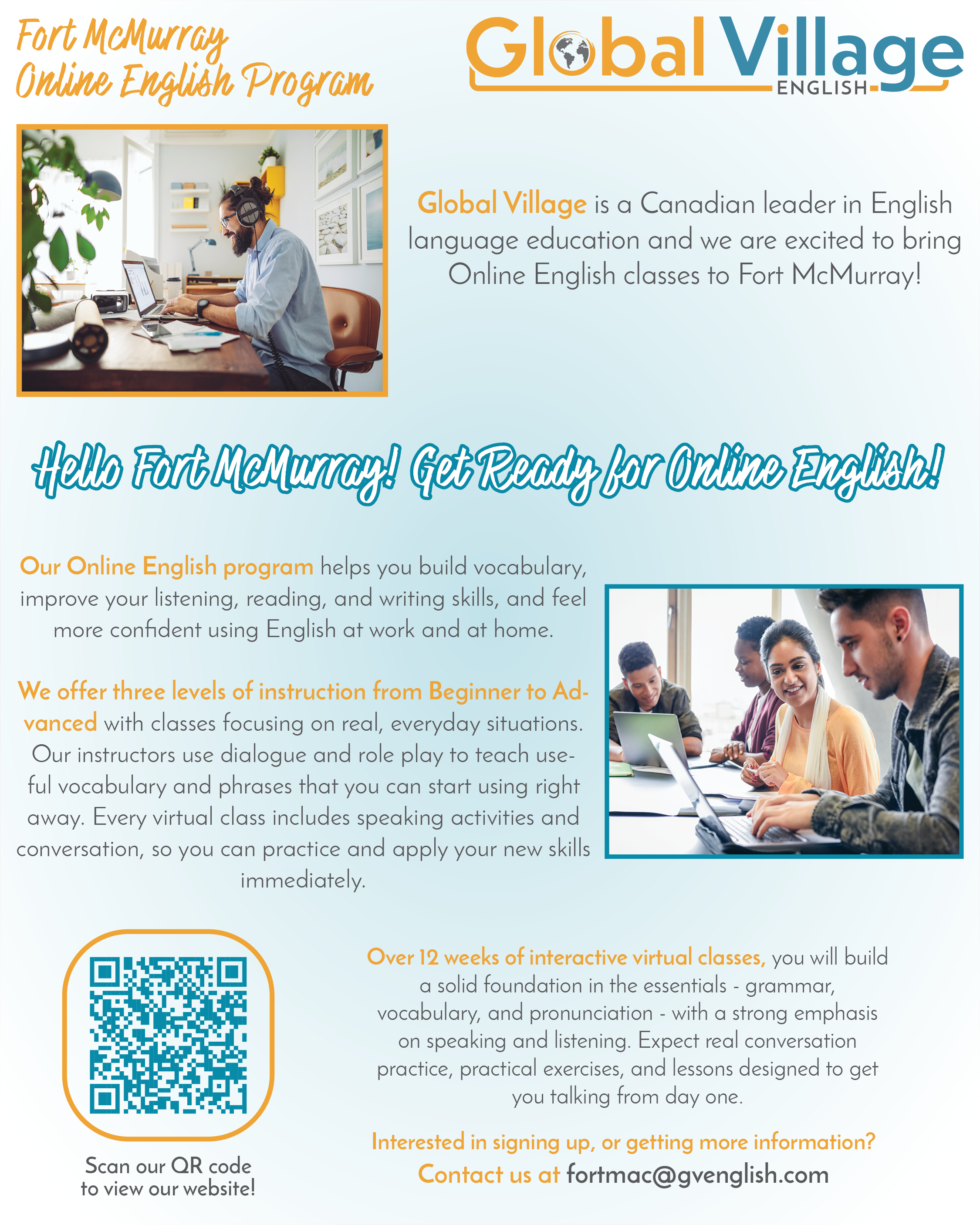 GV English Schools Facebook ad: Fort Mac Online English