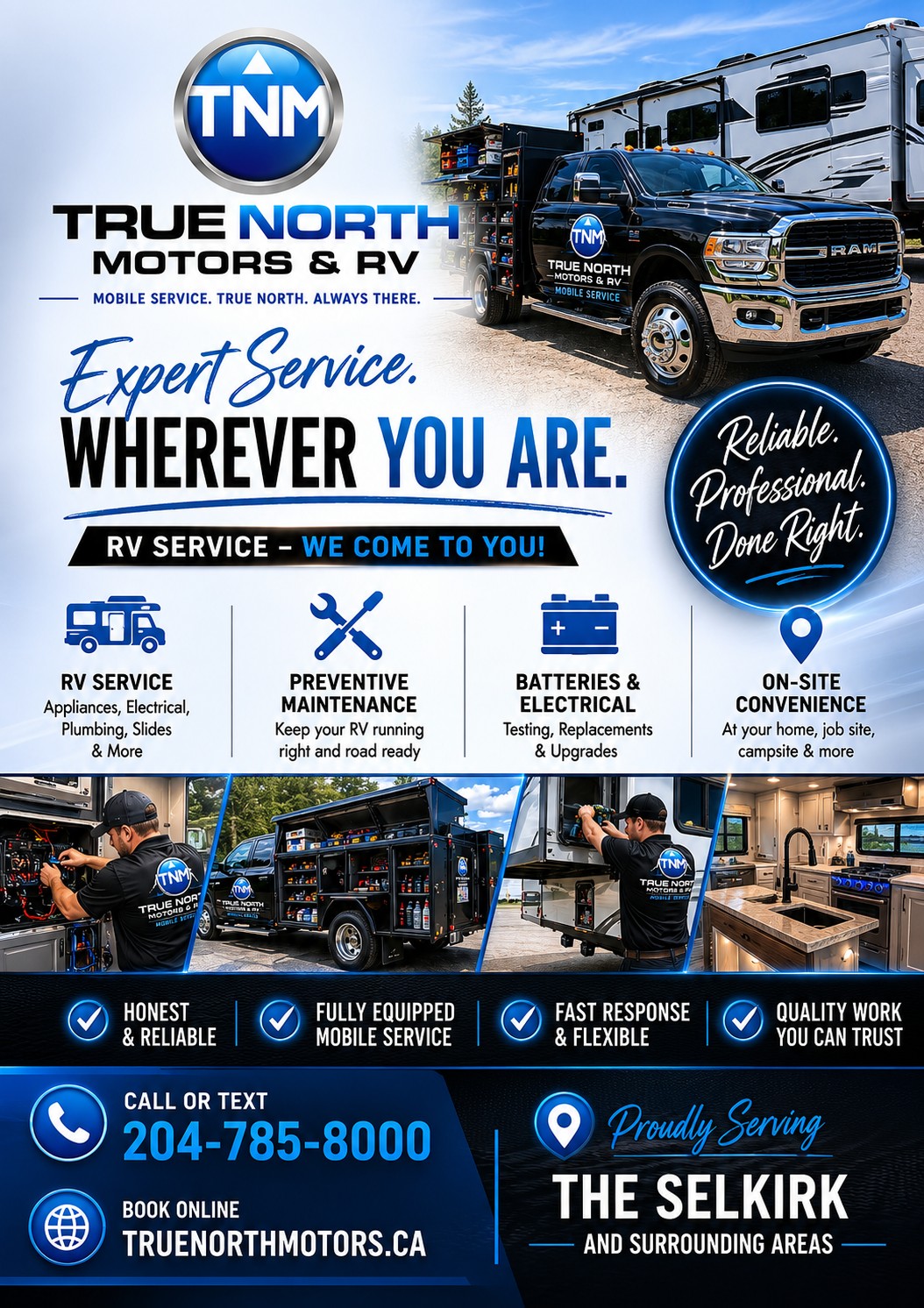 True North Motors and RV Facebook ad: Mobile Service is Open for Business!