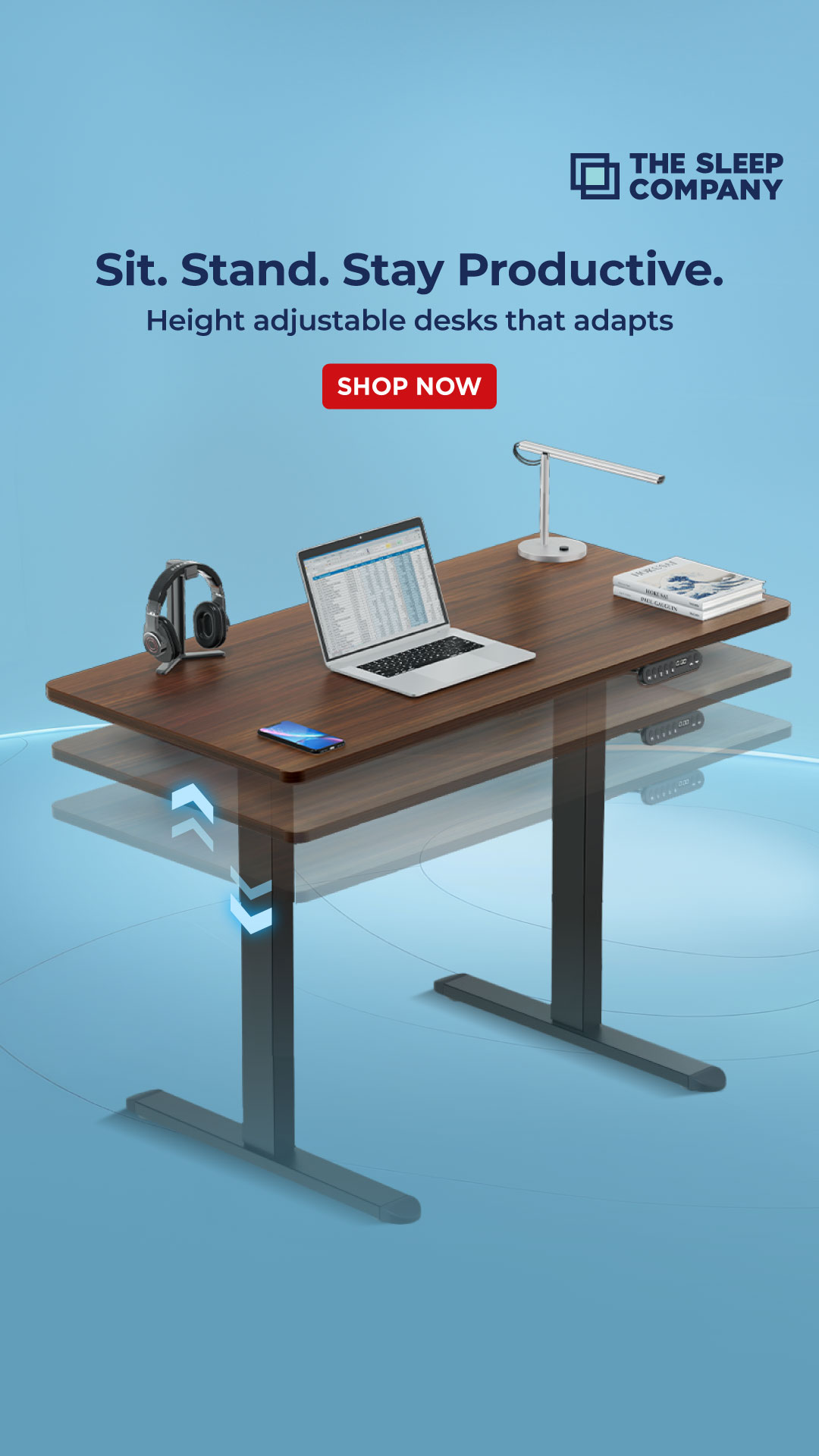 The Sleep Company Facebook ad: Upgrade the way you work with the Sleep Company Adjustable…