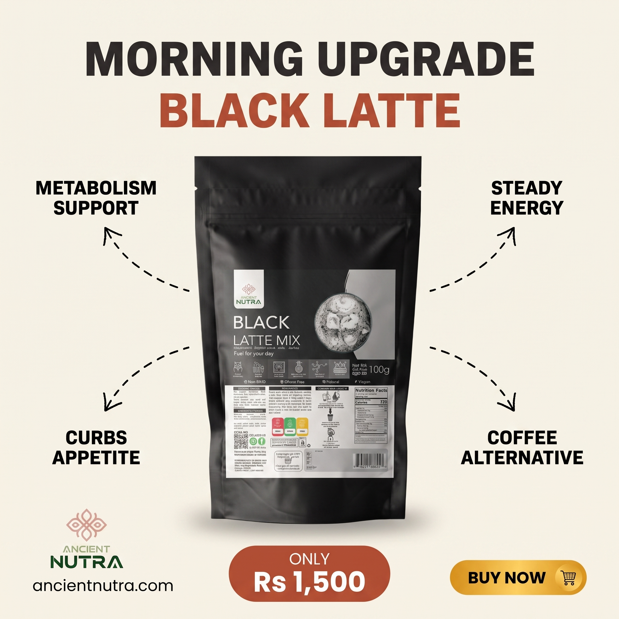 Ancient Nutra Facebook ad: Black Latte Mix 100g