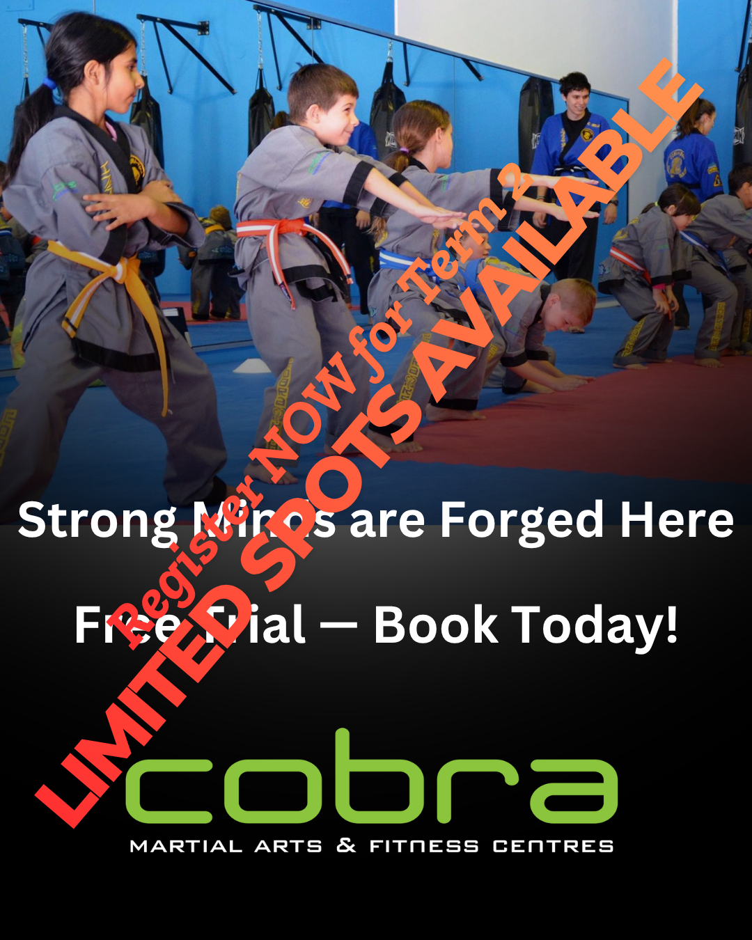 Cobra Martial Arts Morley Facebook ad: Kickstart YOUR Semester 2