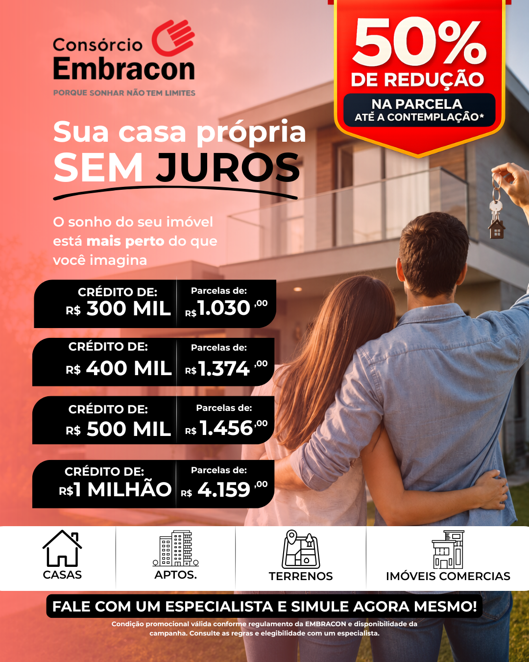 Zaion Corretora Facebook ad: Conquiste Seu Imóvel Sem Pagar Juros