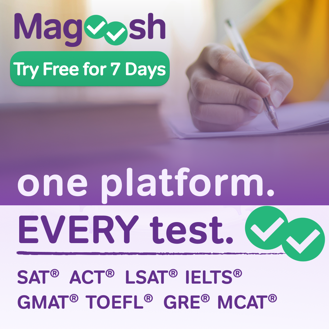 Magoosh Facebook ad: Affordable Test Prep. Big Results