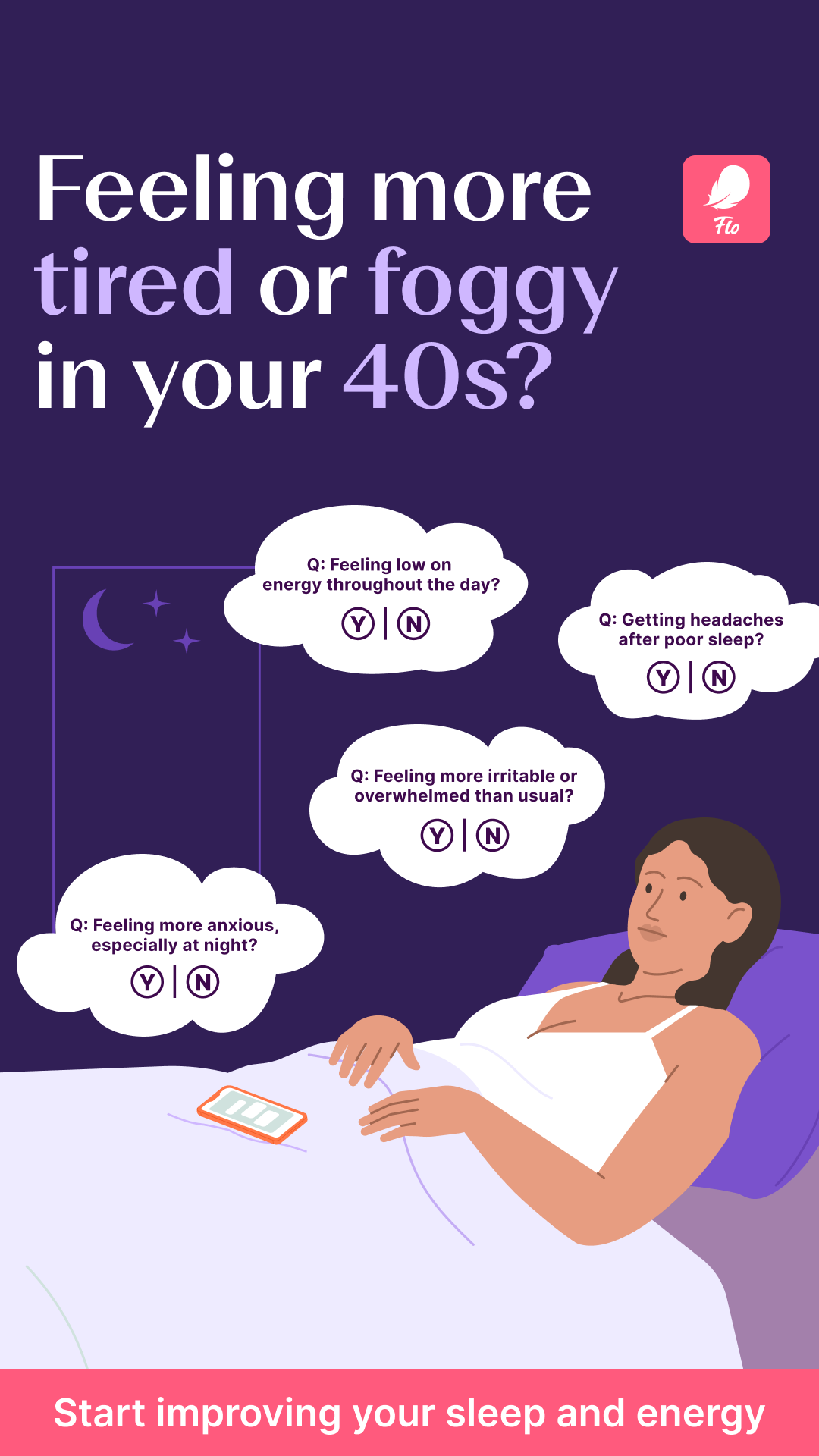 Flo Health App Facebook ad: Try Flo and never look back