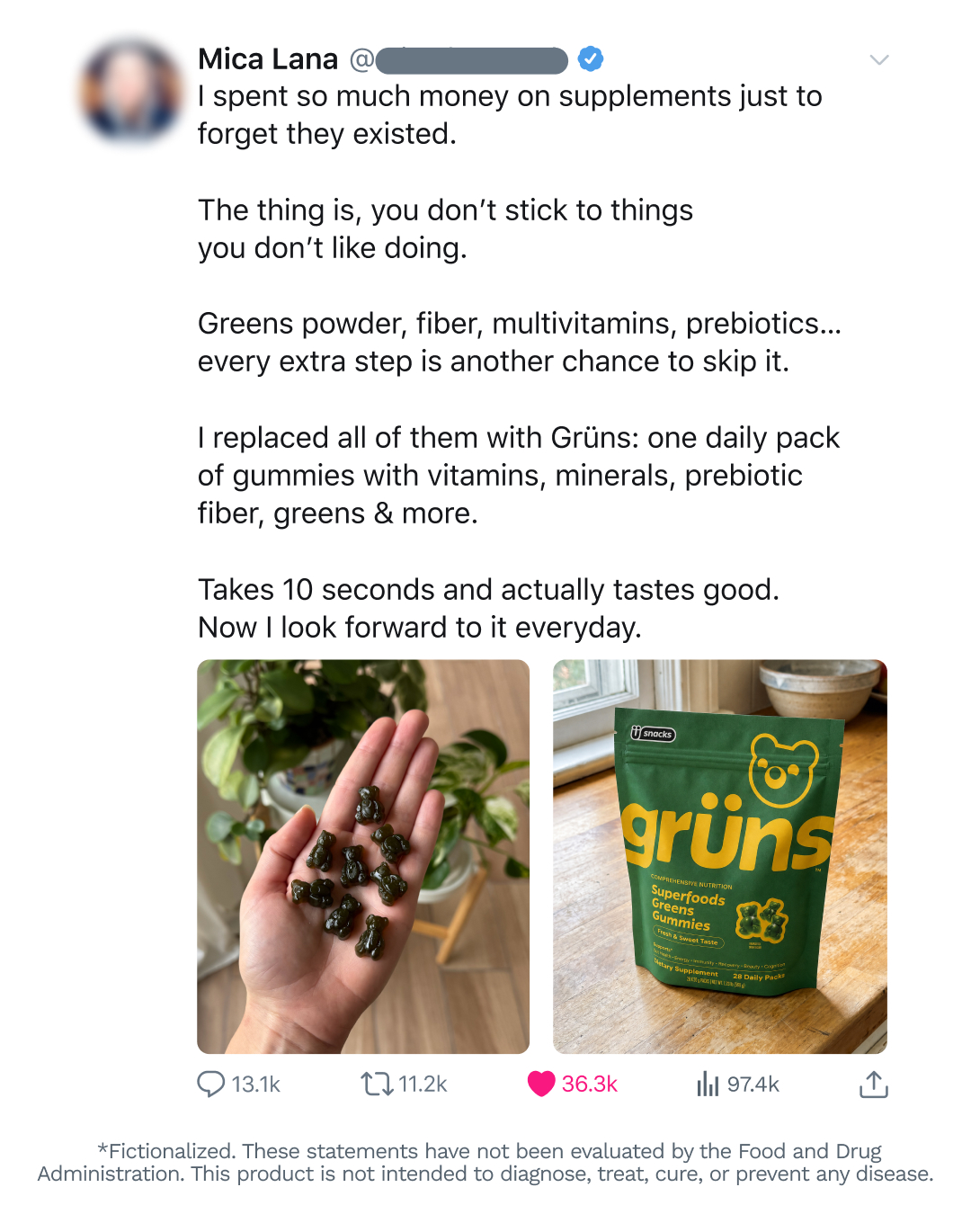 Grüns Facebook ad