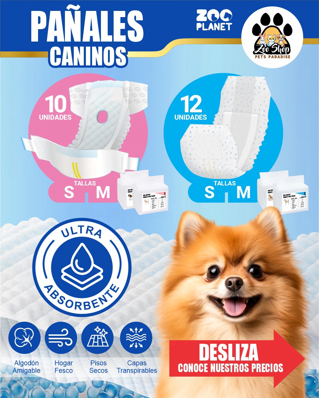 Zoo Shop PTY Facebook ad: Pañales Caninos Ultra Absorbentes