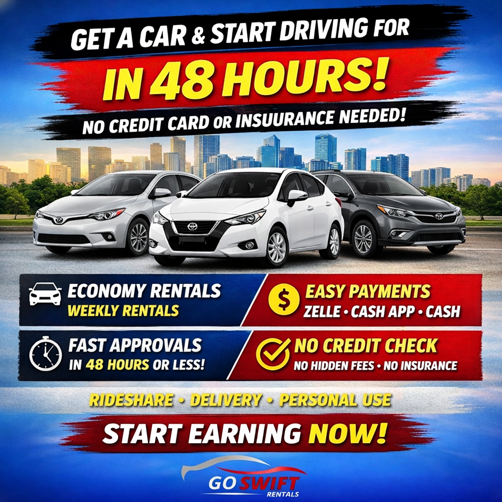 Go Swift Rentals Facebook ad: Get a Car & Start Driving This Week