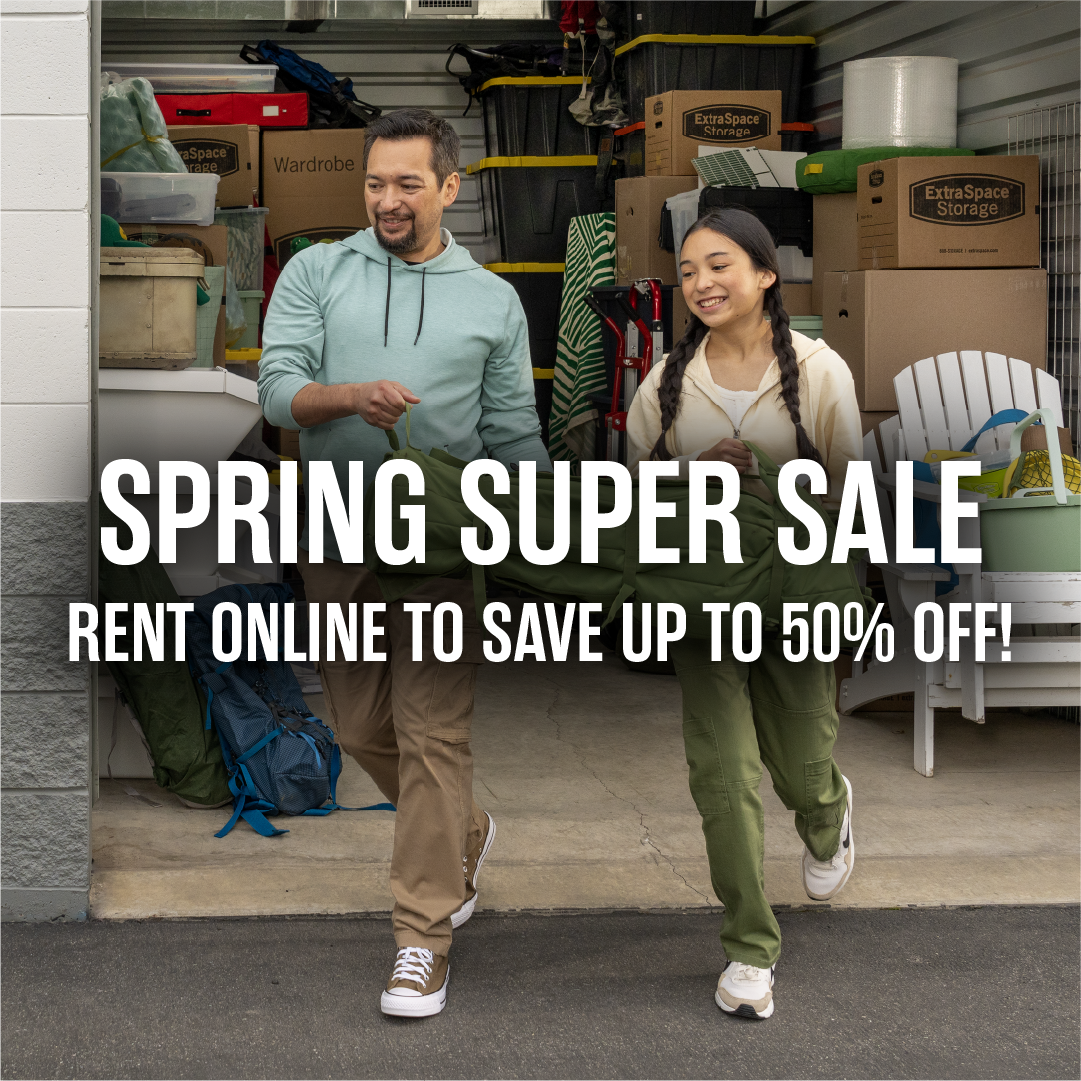 Extra Space Storage Facebook ad: Celebrate Spring With Up To 50% Off Storage Units!