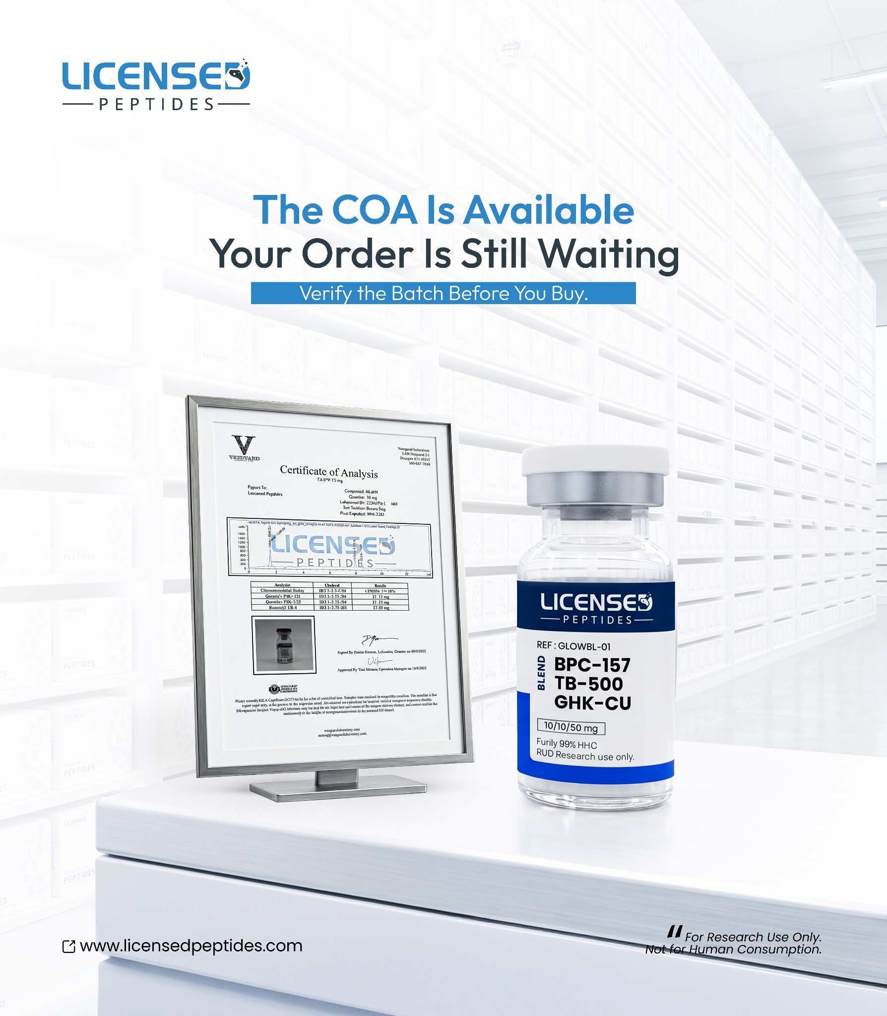 LicensedPeptides.com Facebook ad