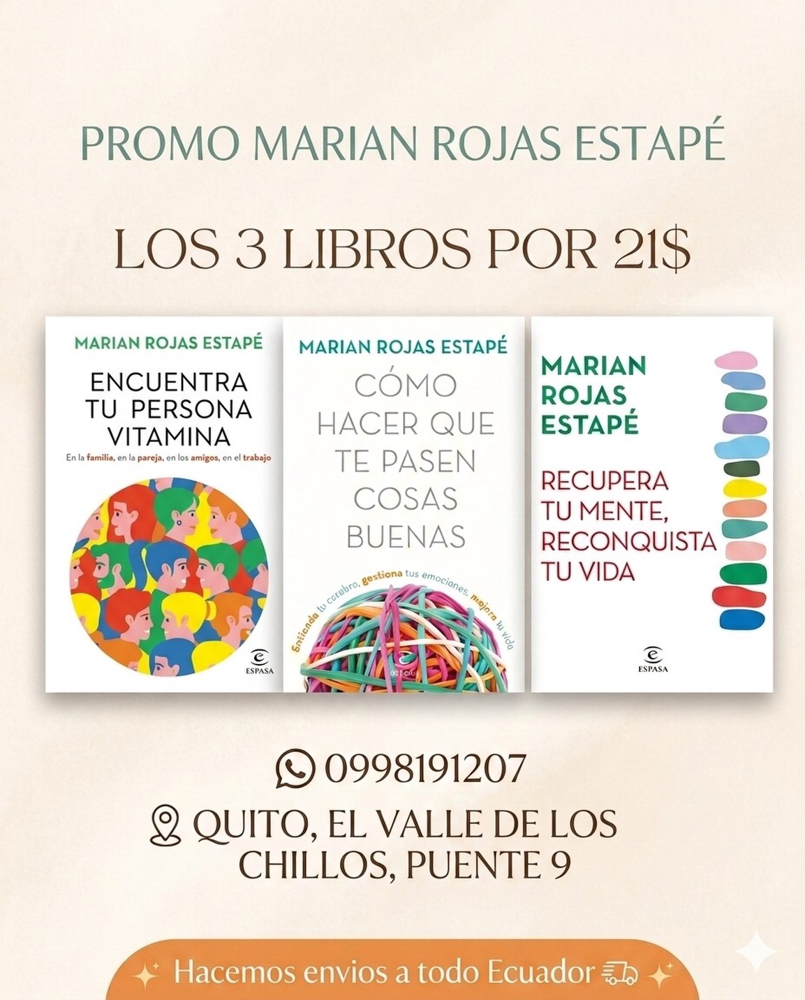 Libreria M&M Facebook ad: ¡Atención lectores! Gran Promoción de Marian Rojas Estapé