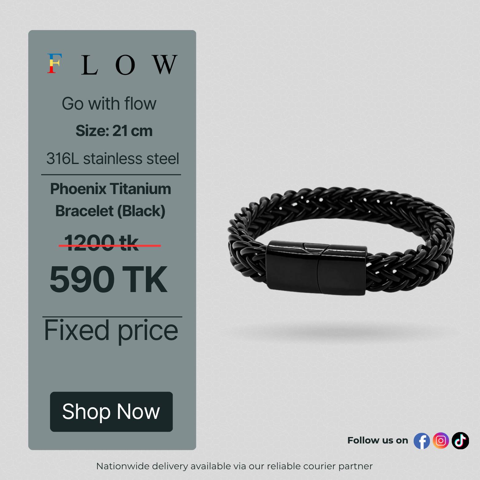 FLOW BD Facebook ad: Upgrade Your Style with a Premium Men’s Bracelet