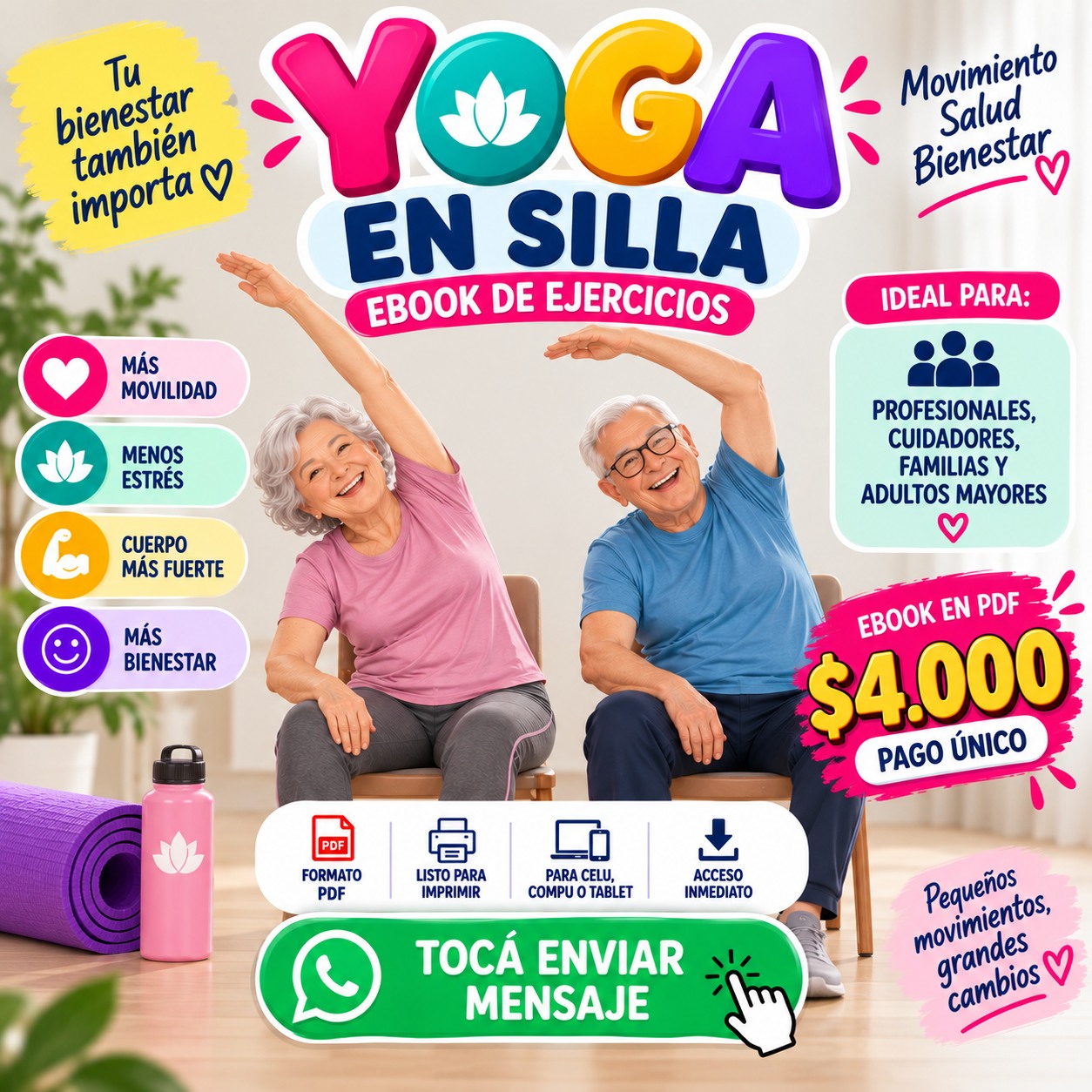 Arcoíris - Tienda digital Facebook ad: PACK DIGITAL DE YOGA EN SILLA PARA ADULTOS…