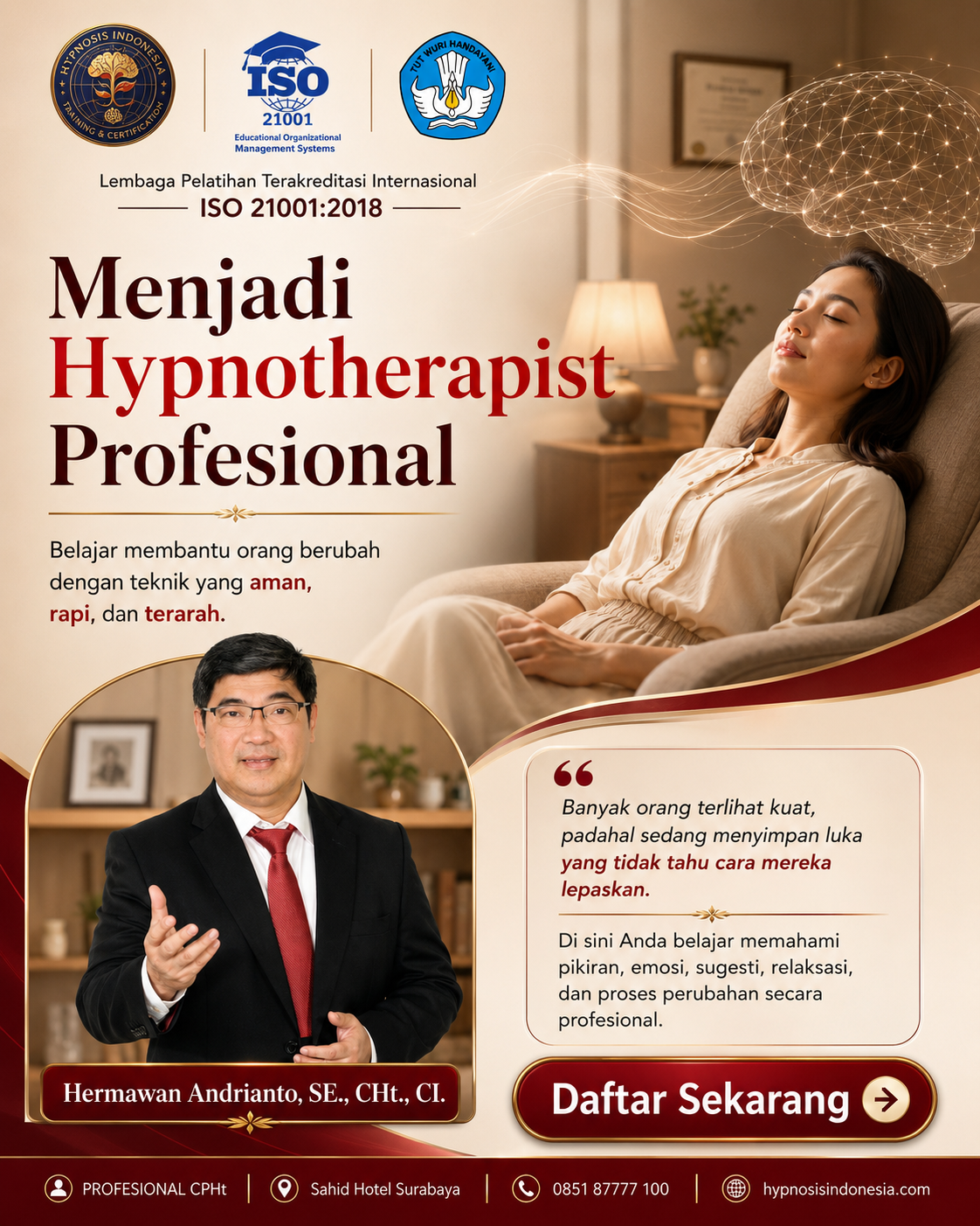 Mind Tech Facebook ad: Belajar Hypnotherapy dari Nol Hingga Bisa Praktik