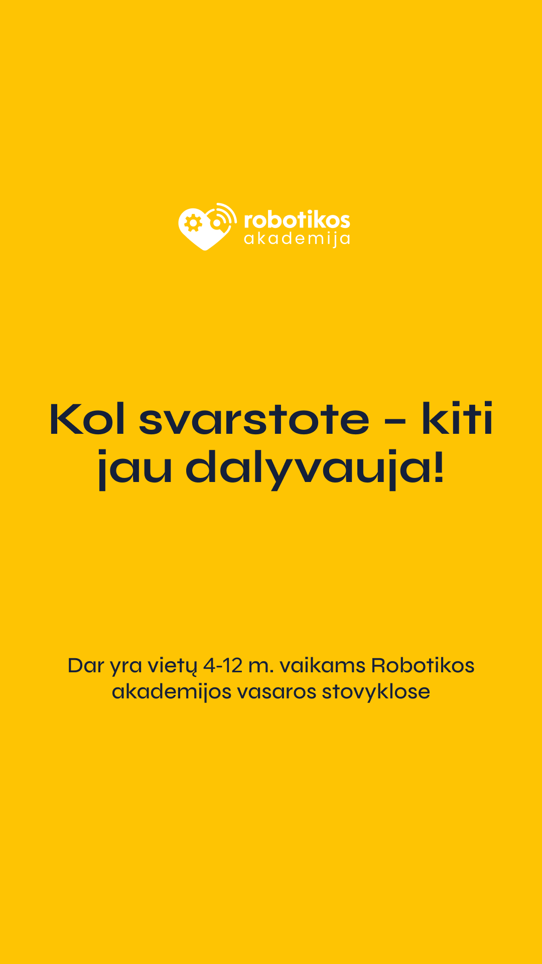 Robotikos akademija Facebook ad from May 31, 2026