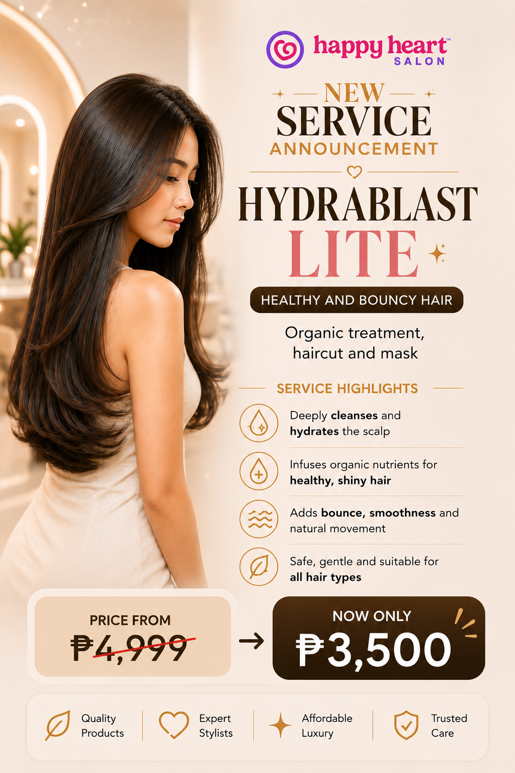 Happy Heart Salon Facebook ad: NEW SERVICE ANNOUNCEMENT! HYDRA LITE SERIES IS HERE!