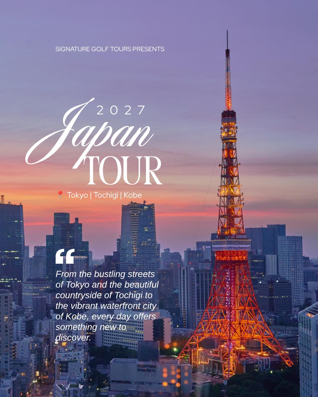 Signature Golf Tours Facebook ad: 2027 JAPAN GOLF TOUR