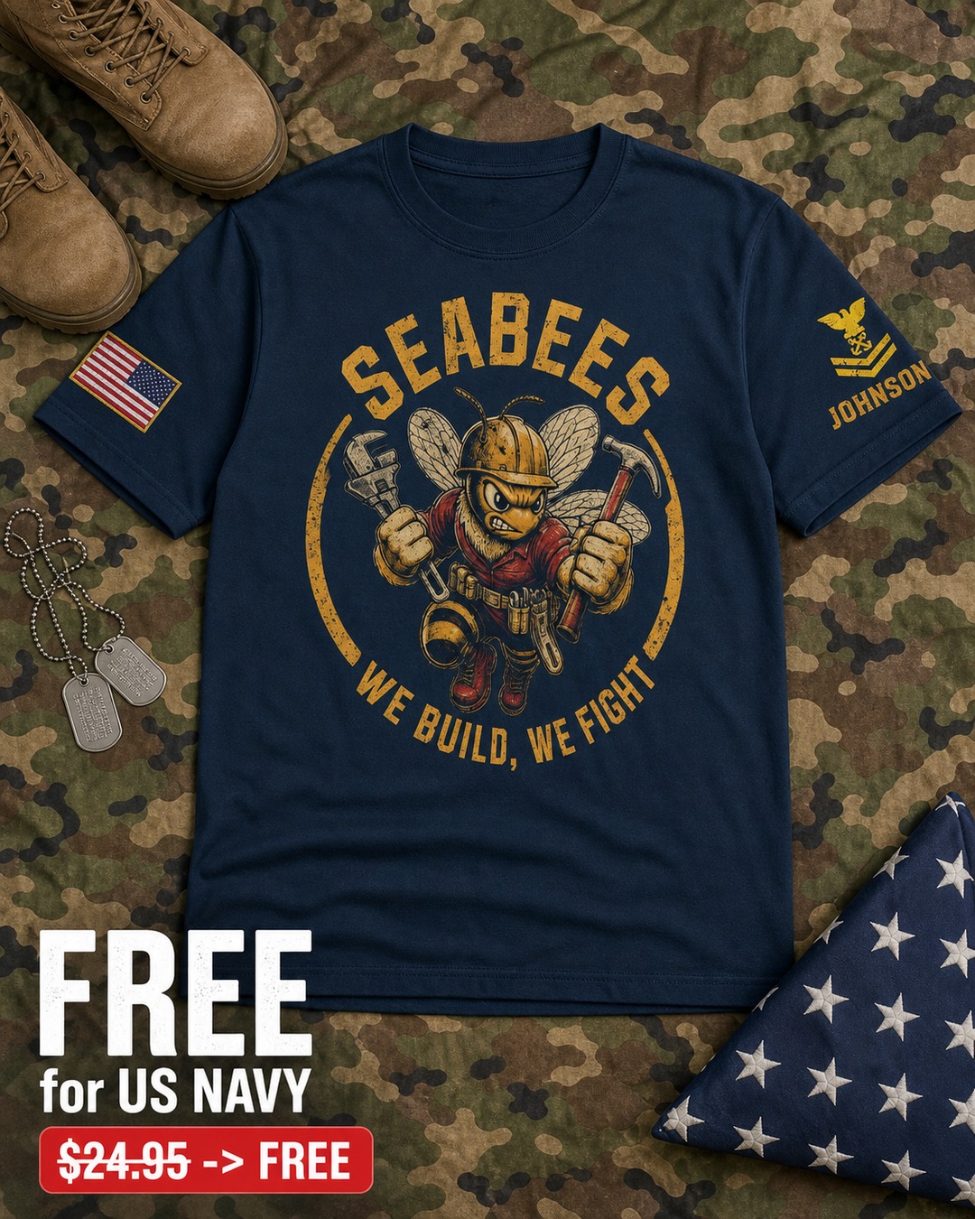 Boot Camp Memories Facebook ad: FREE Seabee Tee