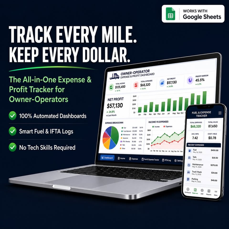 Logbook Digital Facebook ad: Owner Operator Business Spreadsheet | Track Every Mile…