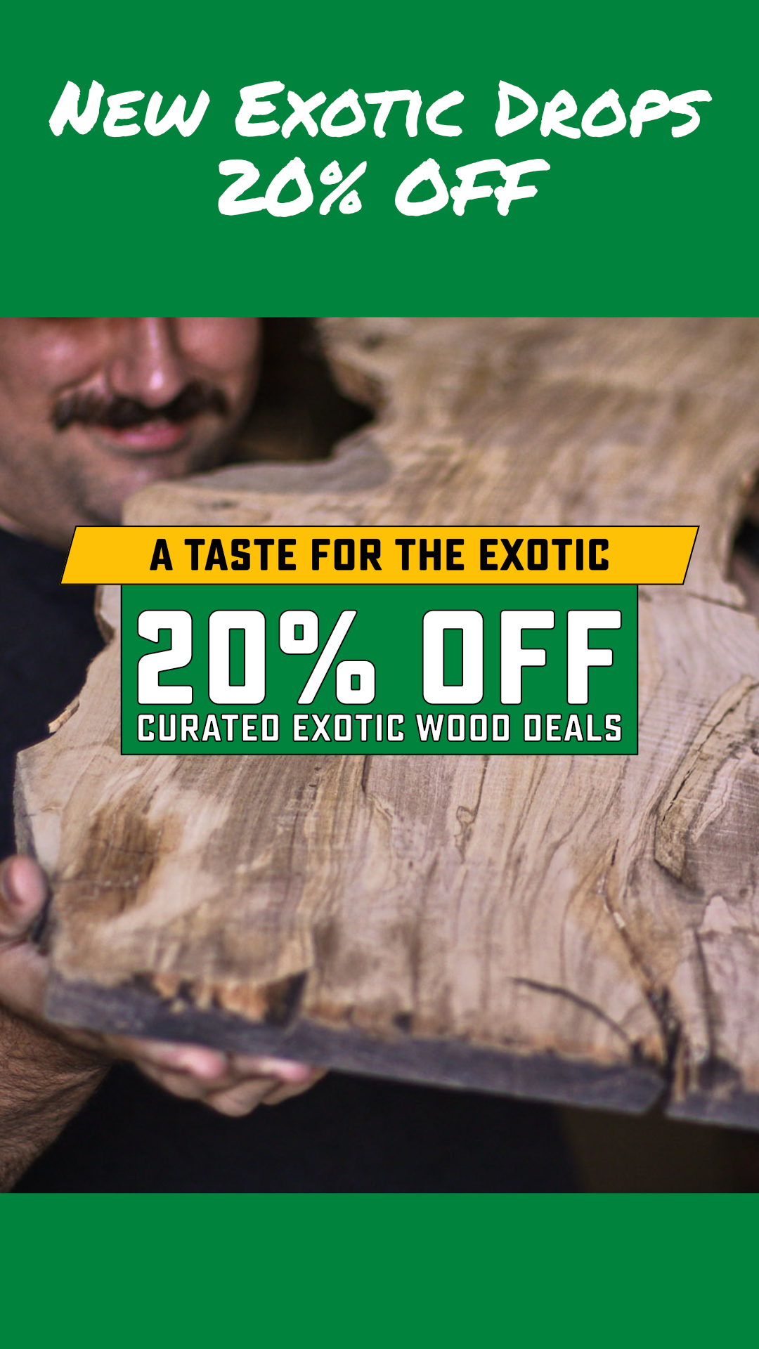 Woodworkers Source Facebook ad: Massive Exotic Wood Sale!