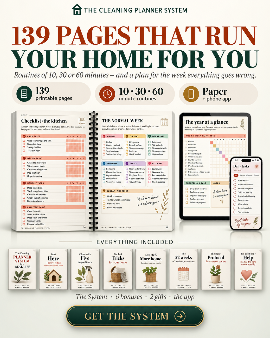Home Goods Facebook ad: The Cleaning Planner System, 139 printable pages