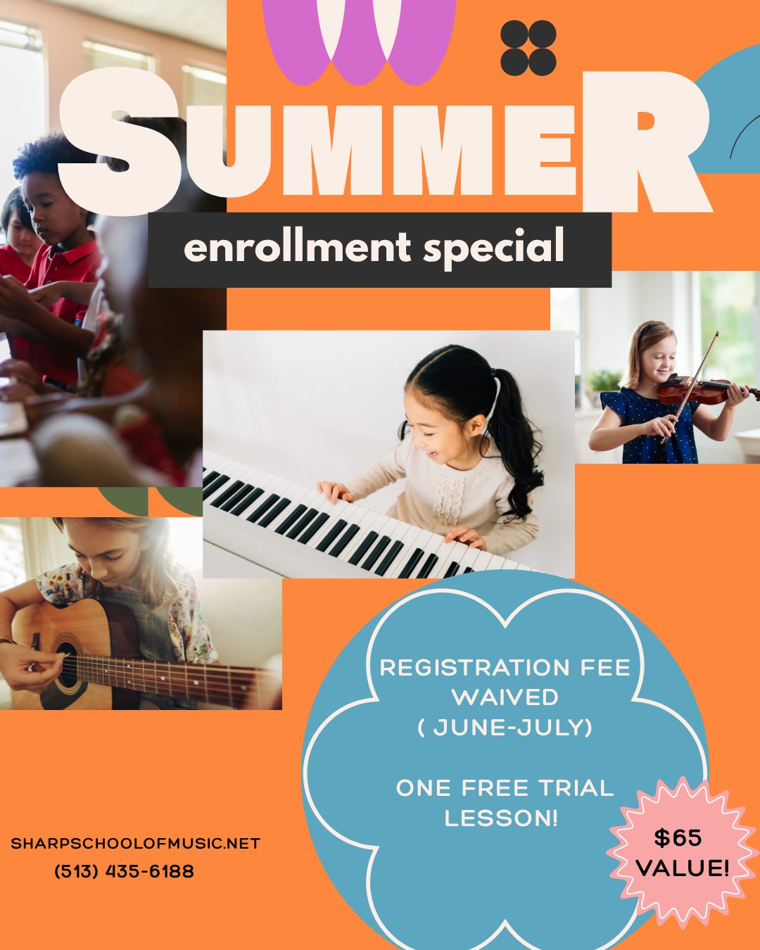 Sharp School of Music Facebook ad: Music is in your heart and in your hands.