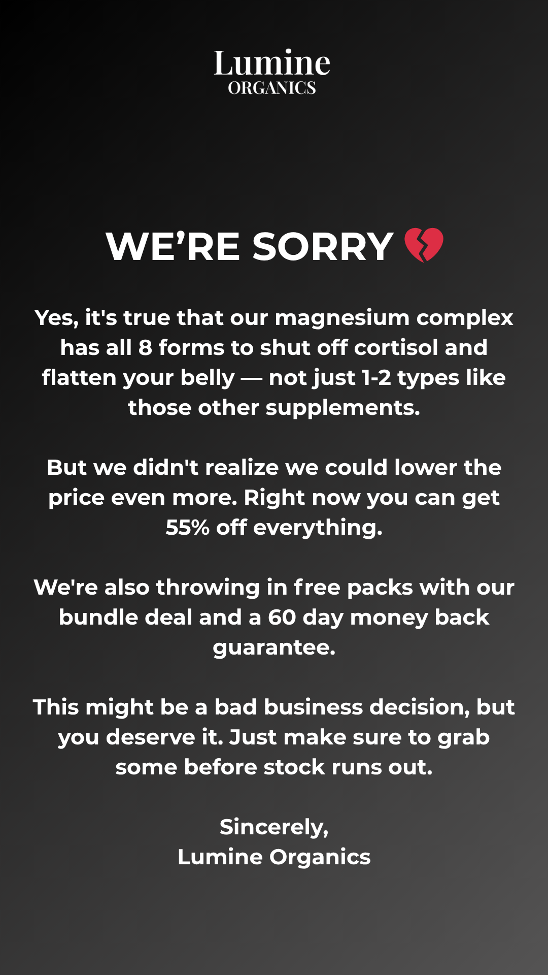 Lumine Organics Facebook ad