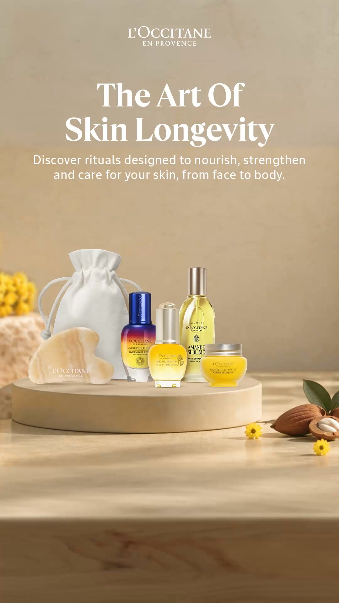 L'OCCITANE en Provence Facebook ad: Art of Skin Longevity