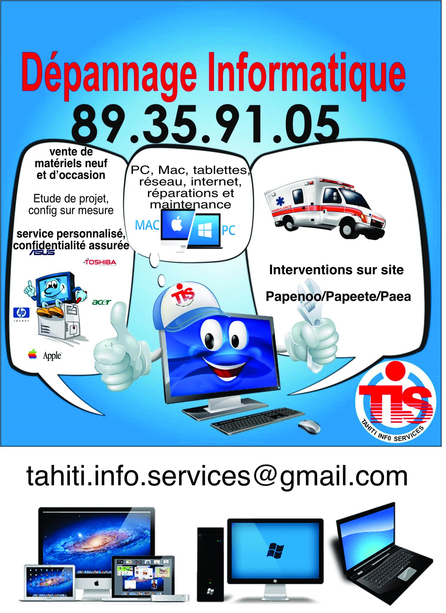 Tahiti INFO Services Facebook ad from Aug 5, 2023
