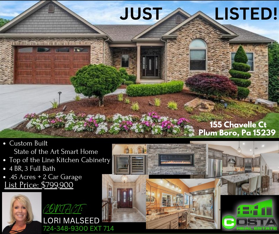 Costa Real Estate Facebook ad: Lori Malseed JUST LISTED this Custom Architectural…