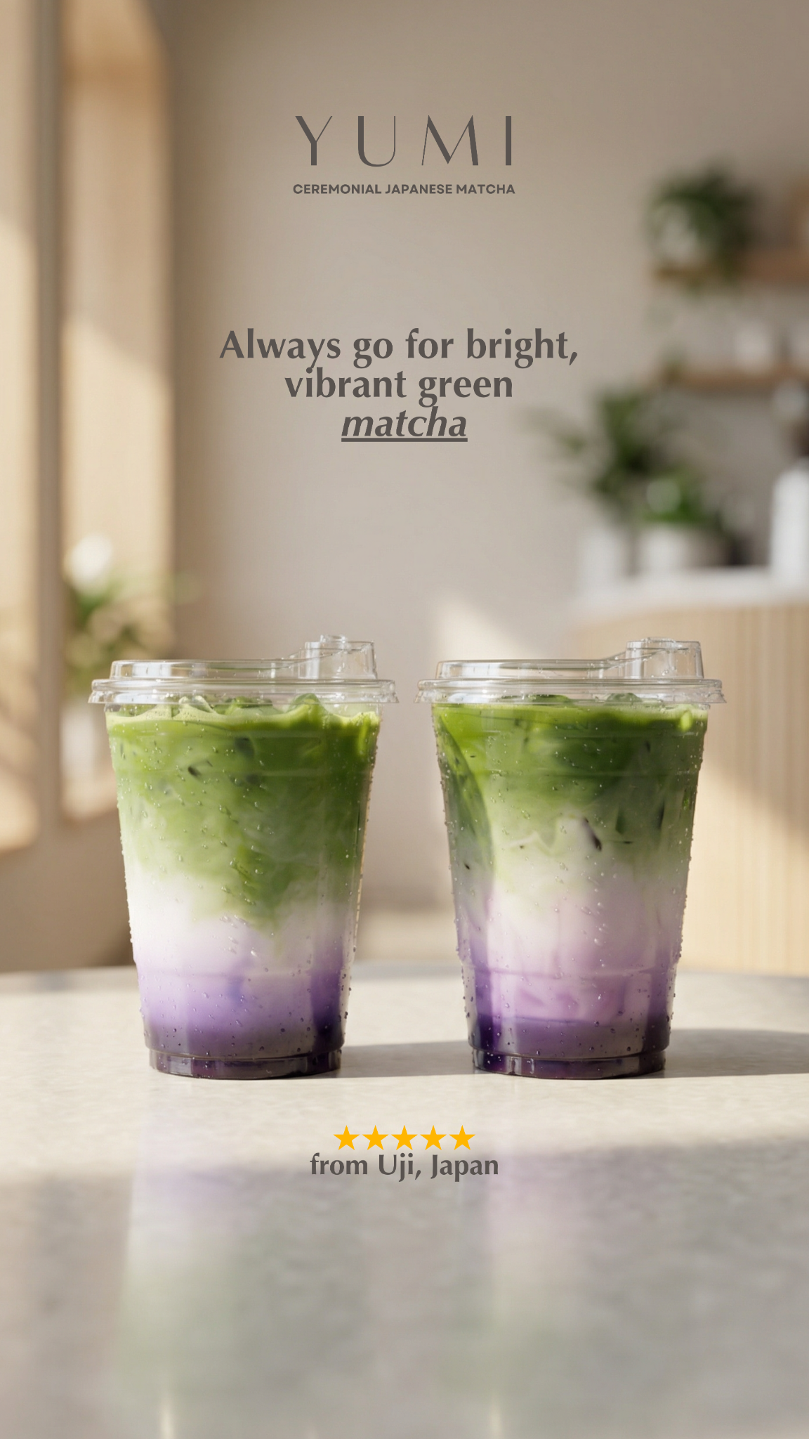 Yumi Matcha Facebook ad: Always Go Vibrant Green Matcha