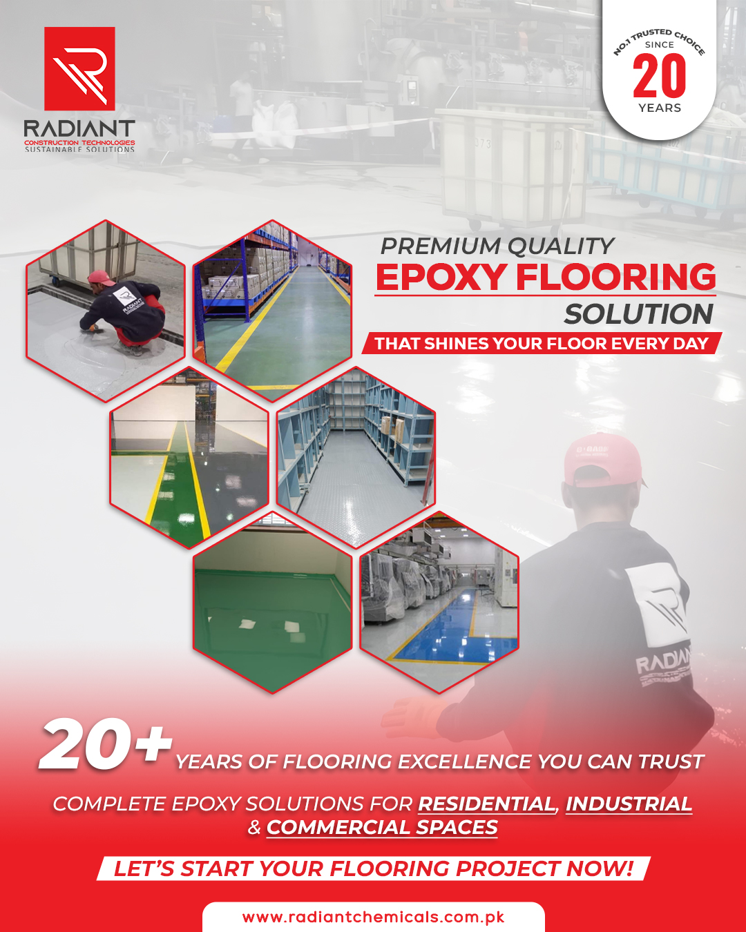 Radiant Construction Technologies LLP Facebook ad: Premium Quality Epoxy Flooring Solutions That Shines Your…