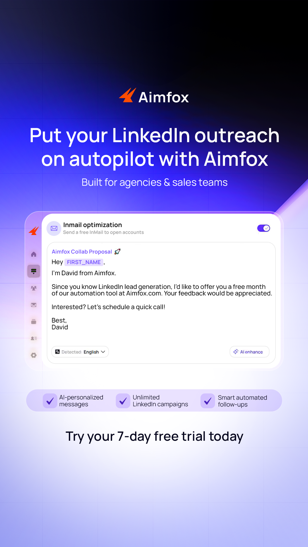 Aimfox Facebook ad