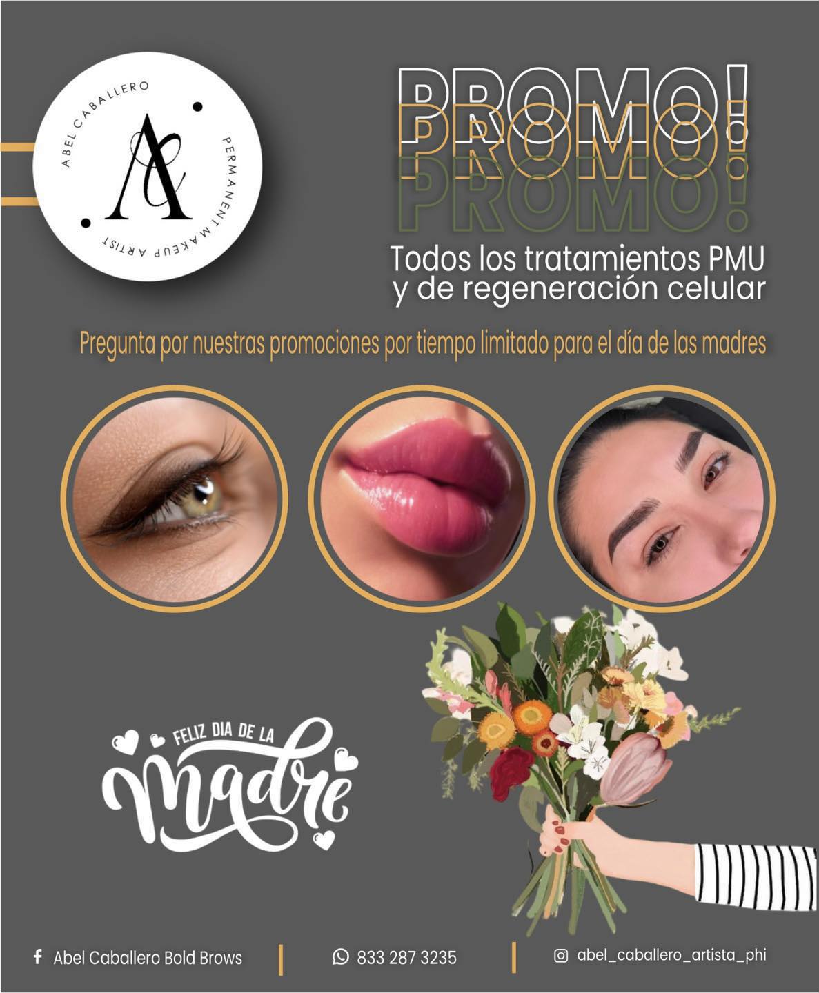Abel Caballero Phibrows Boldbrows y PowderBrows Facebook ad: BEAUTY EXPERIENCE PARA MAMÁ