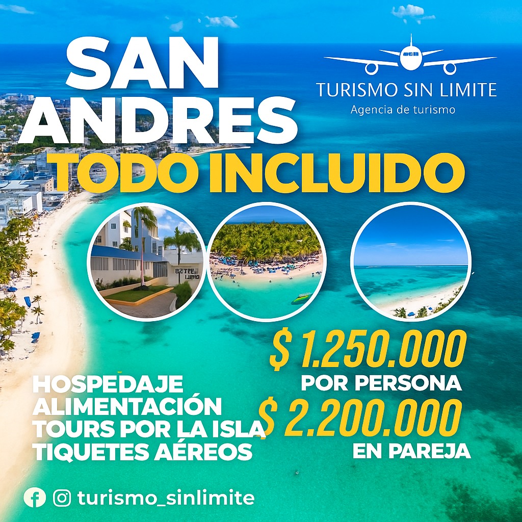 Turismo sin limite original Facebook ad: ¡Vive el paraíso en San Andrés!