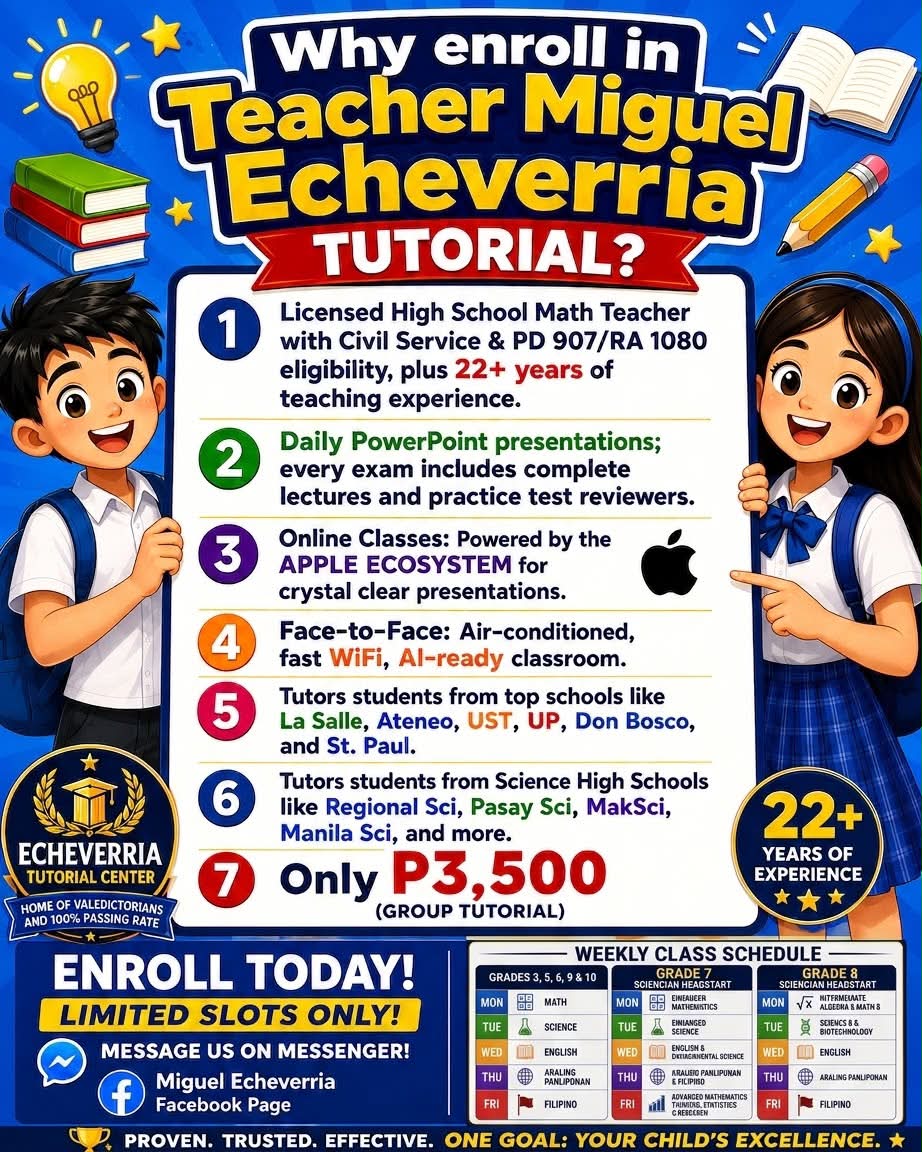Miguel Echeverria Facebook ad: NEW TERM, NEW ACADEMIC ADVANTAGE.
